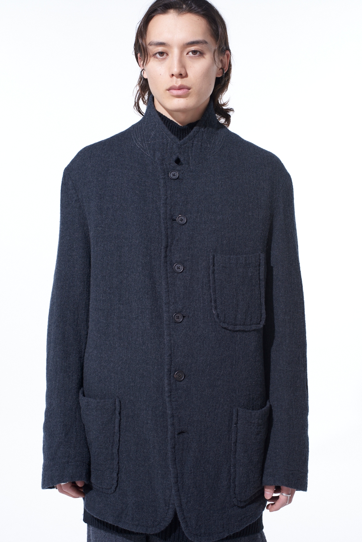 WOOL GAUZE SEMI-PEAKED JACKET