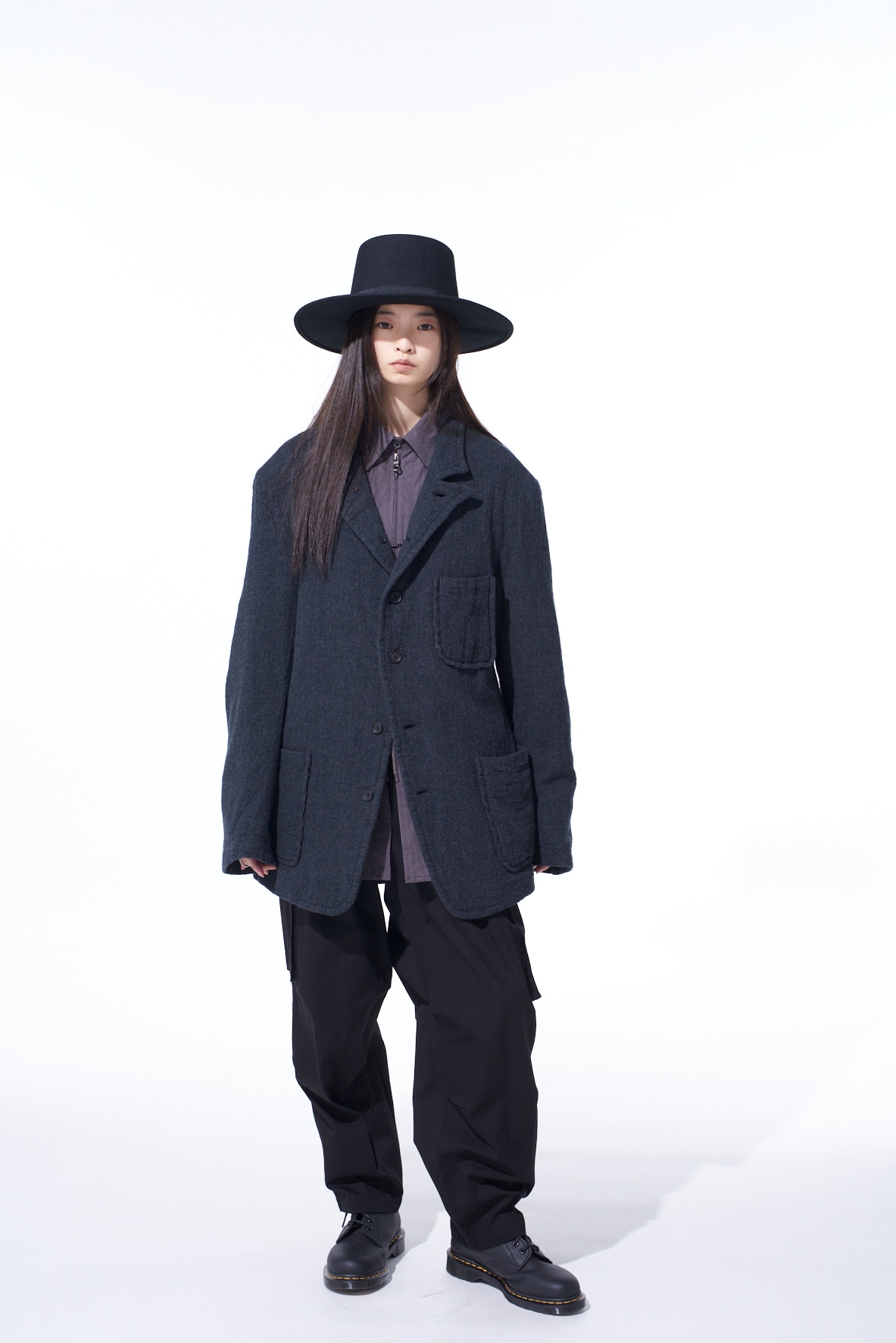 WOOL GAUZE SEMI-PEAKED JACKET