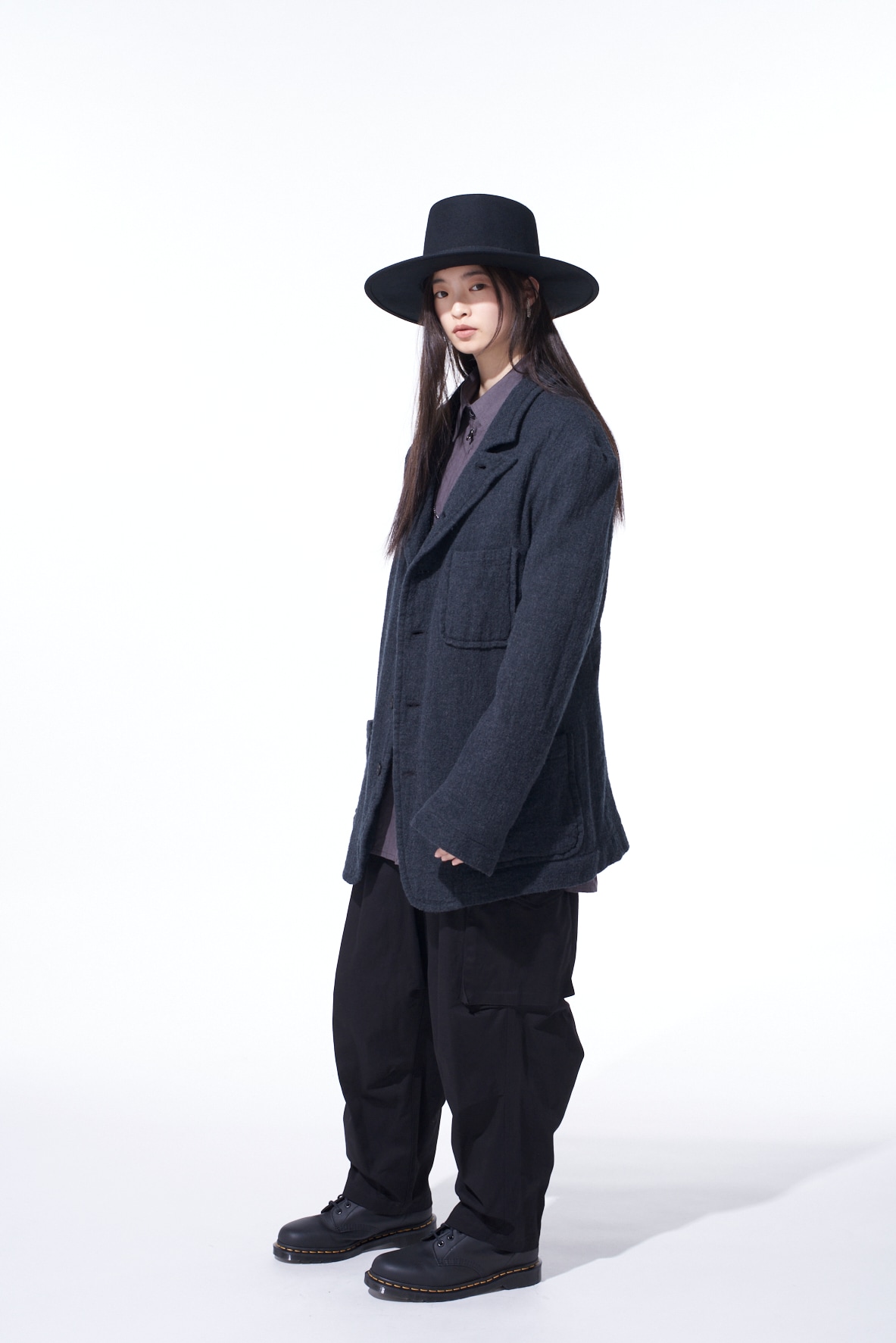 WOOL GAUZE SEMI-PEAKED JACKET