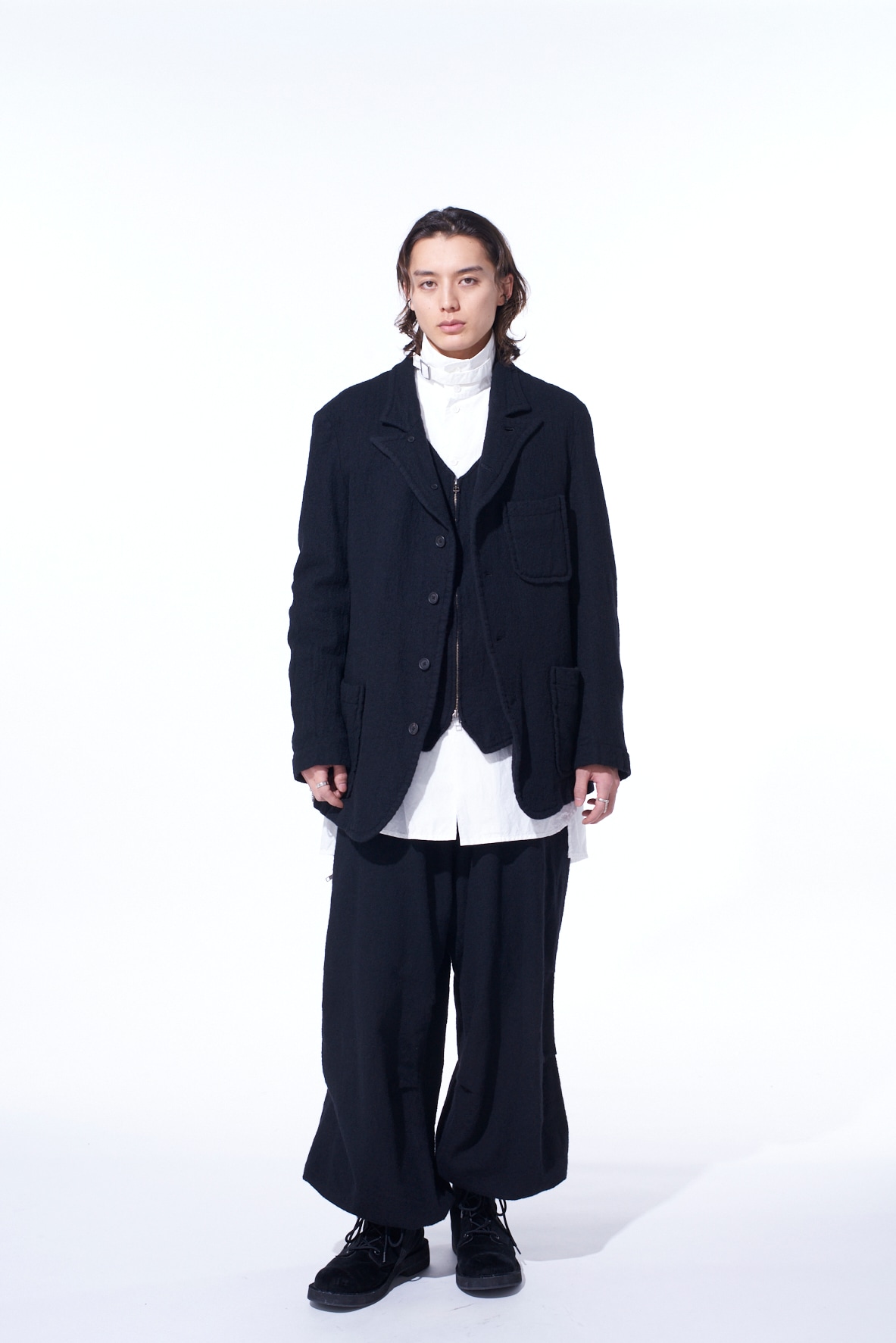 WOOL GAUZE SEMI-PEAKED JACKET