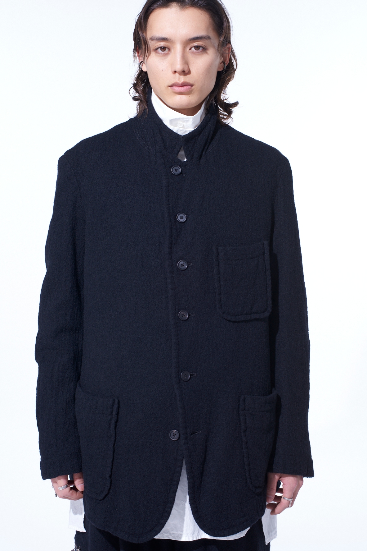 WOOL GAUZE SEMI-PEAKED JACKET