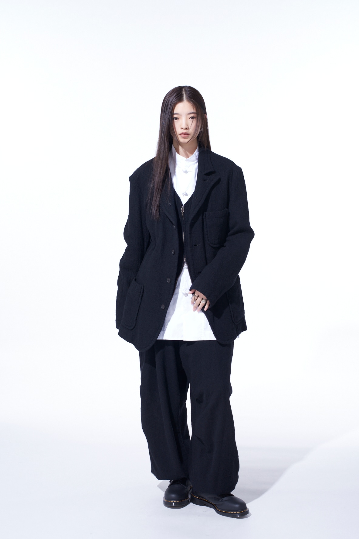 WOOL GAUZE SEMI-PEAKED JACKET