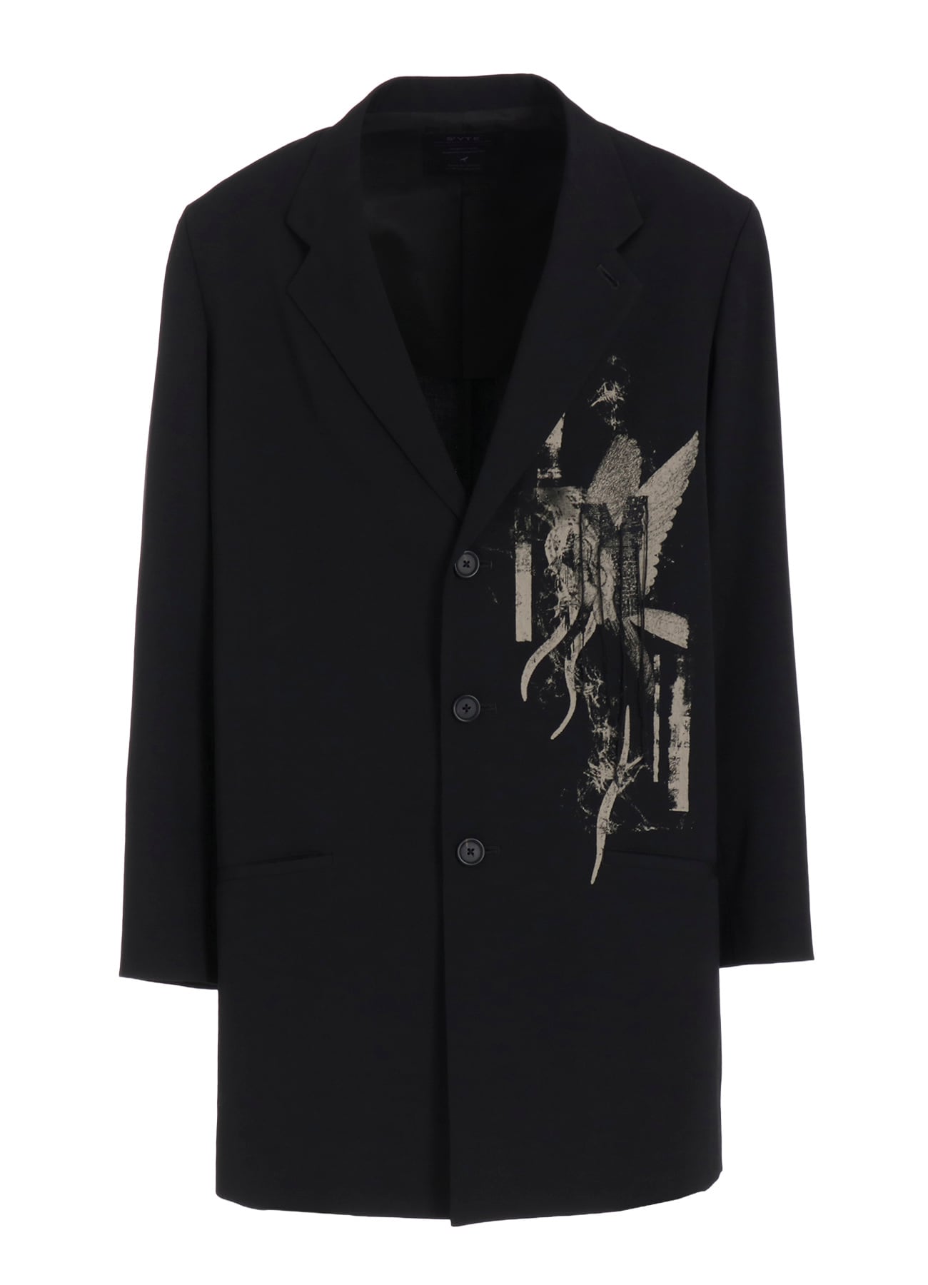 WASHER WOOL GABARDINE PRINT EMBROIDERY TAILORED JACKET