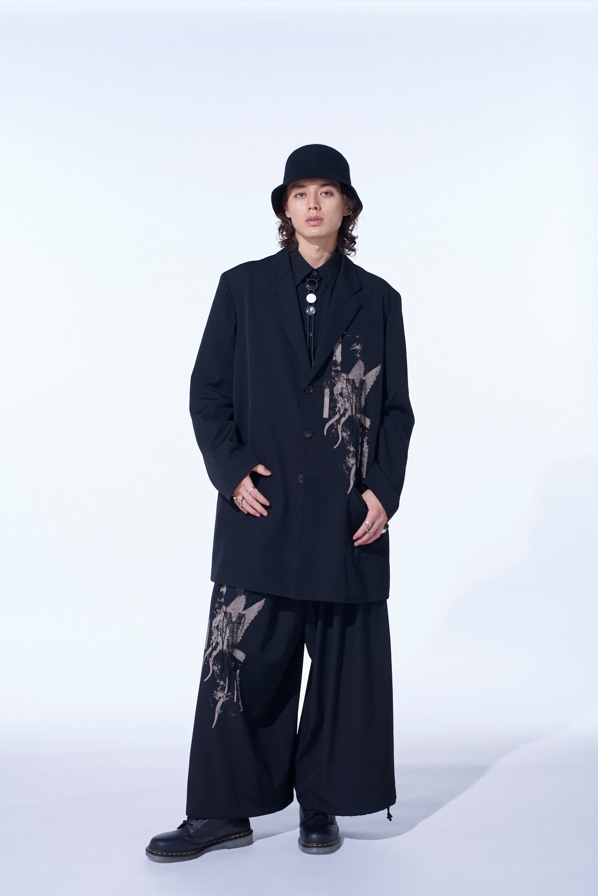 WASHER WOOL GABARDINE PRINT EMBROIDERY TAILORED JACKET