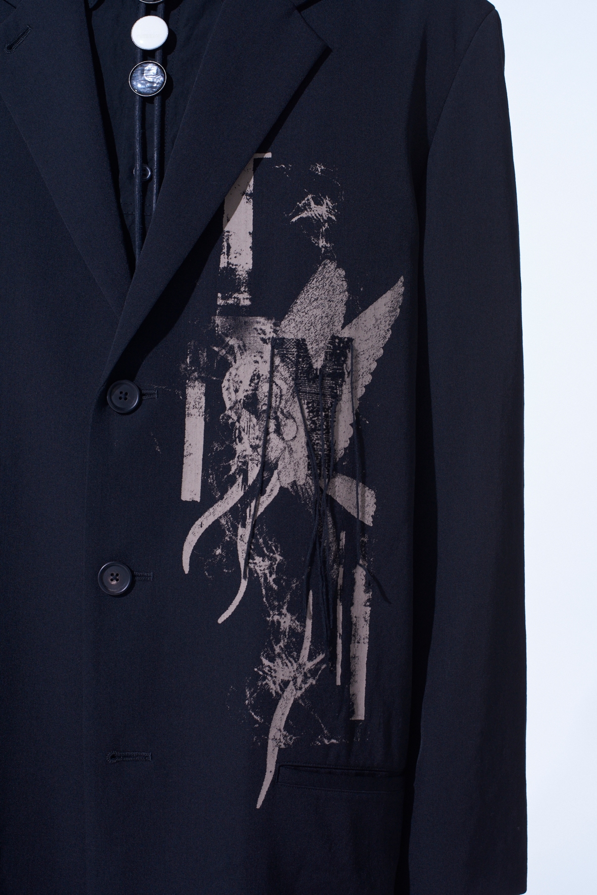 WASHER WOOL GABARDINE PRINT EMBROIDERY TAILORED JACKET