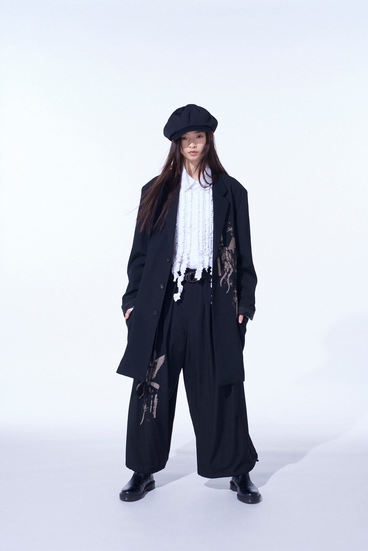 WASHER WOOL GABARDINE PRINT EMBROIDERY TAILORED JACKET