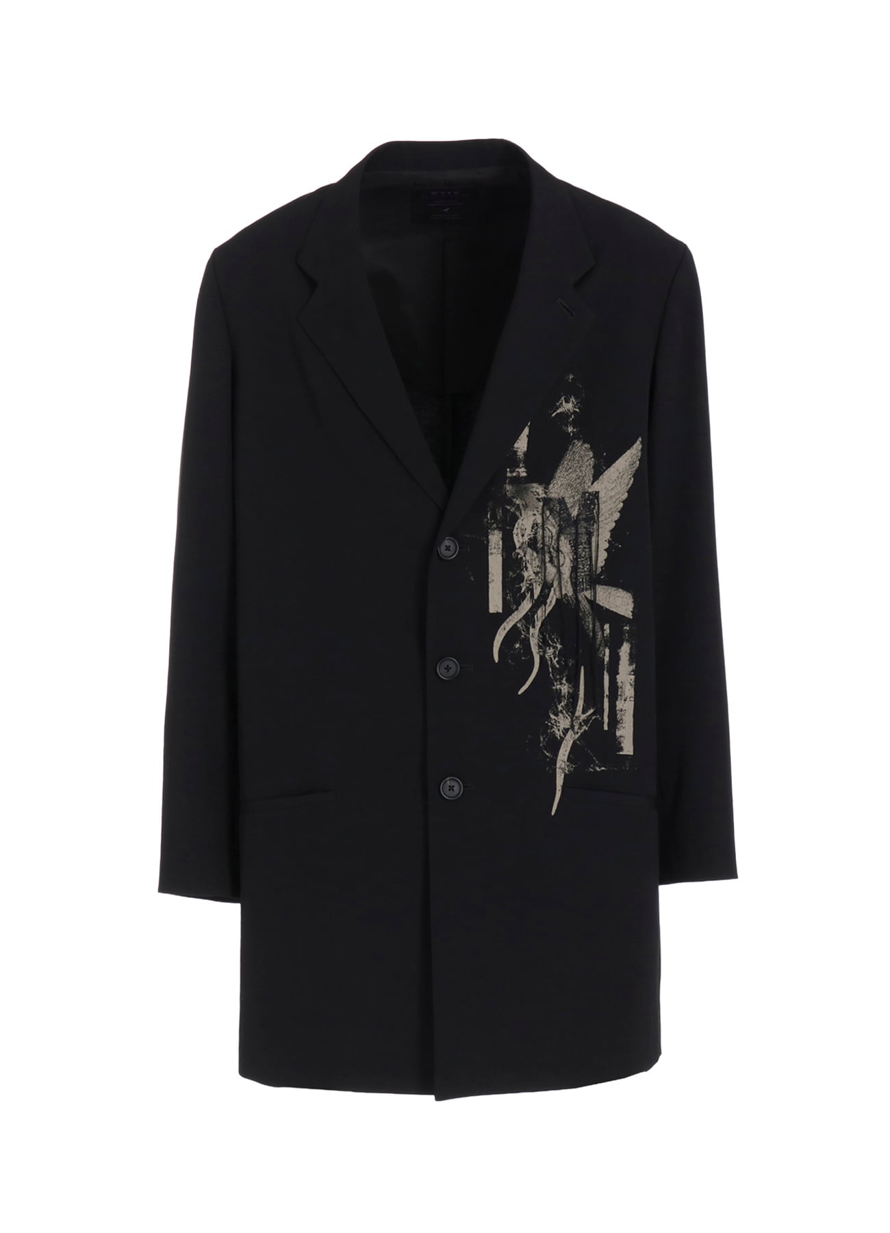 WASHER WOOL GABARDINE PRINT EMBROIDERY TAILORED JACKET