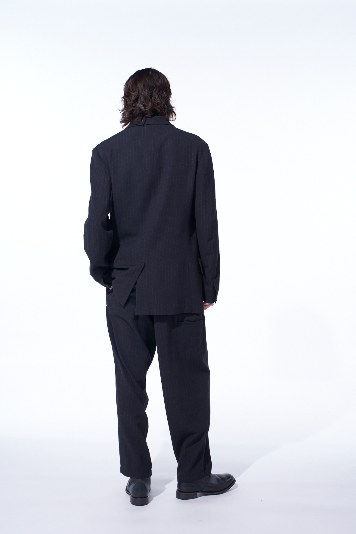 STRIPED SILK ANGORA WOOL 6 BUTTONS TAILORED JACKET