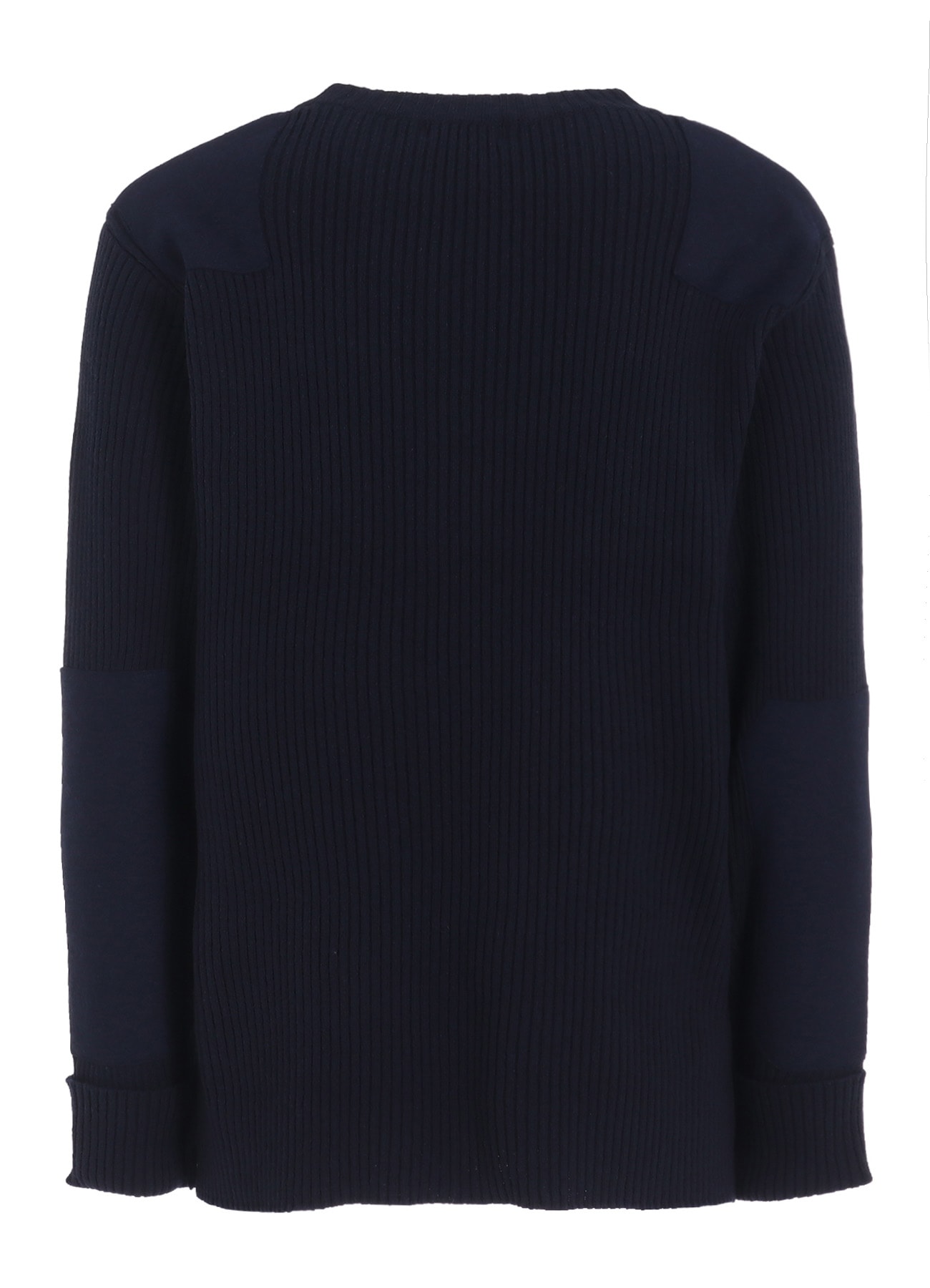 7G WOOL COTTON RIB PULLOVER WITH FLANNEL SHOULDER AND ELBOW PATCHES