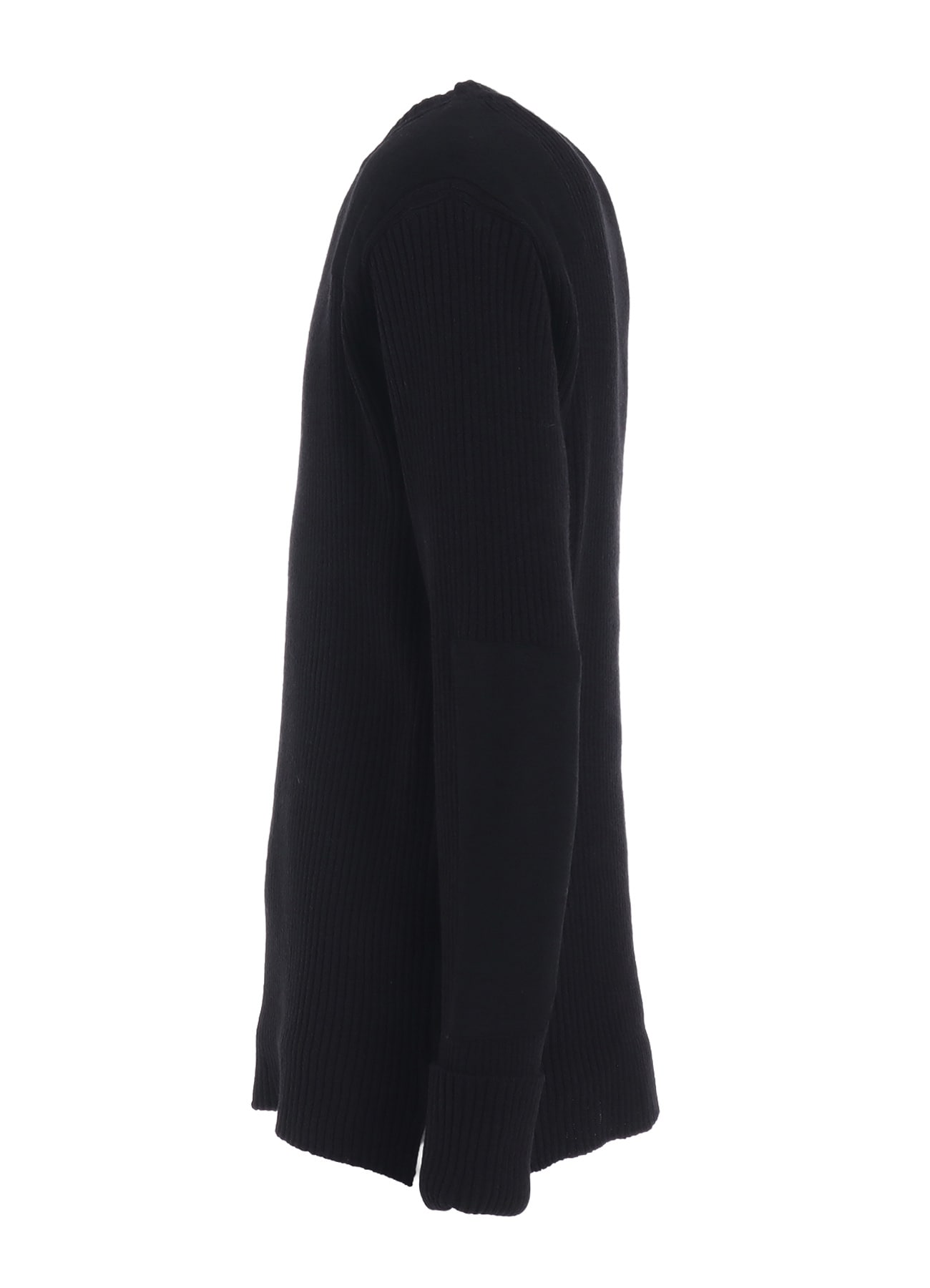 7G WOOL COTTON RIB PULLOVER WITH FLANNEL SHOULDER AND ELBOW PATCHES