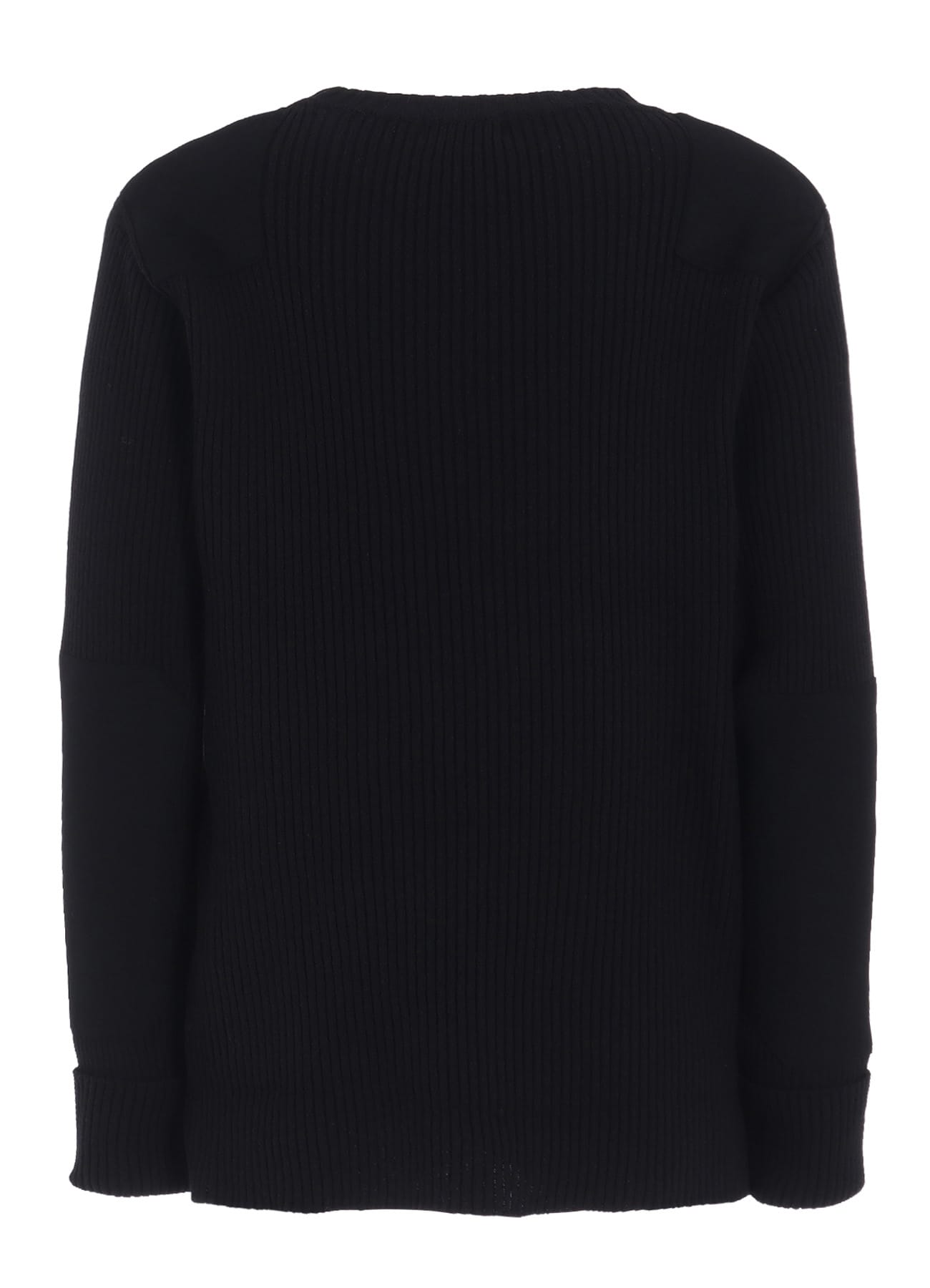 7G WOOL COTTON RIB PULLOVER WITH FLANNEL SHOULDER AND ELBOW PATCHES