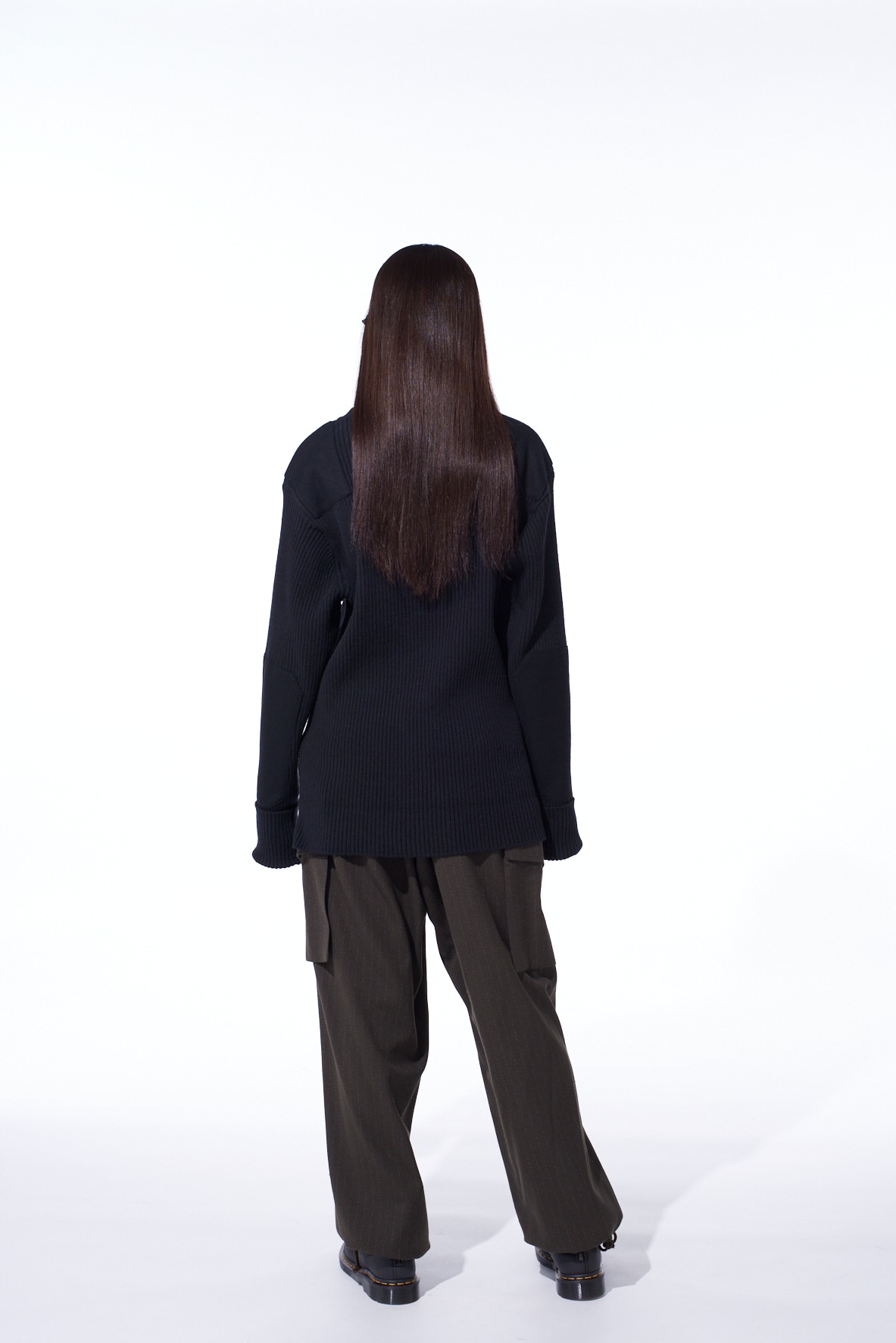 7G WOOL COTTON RIB PULLOVER WITH FLANNEL SHOULDER AND ELBOW PATCHES