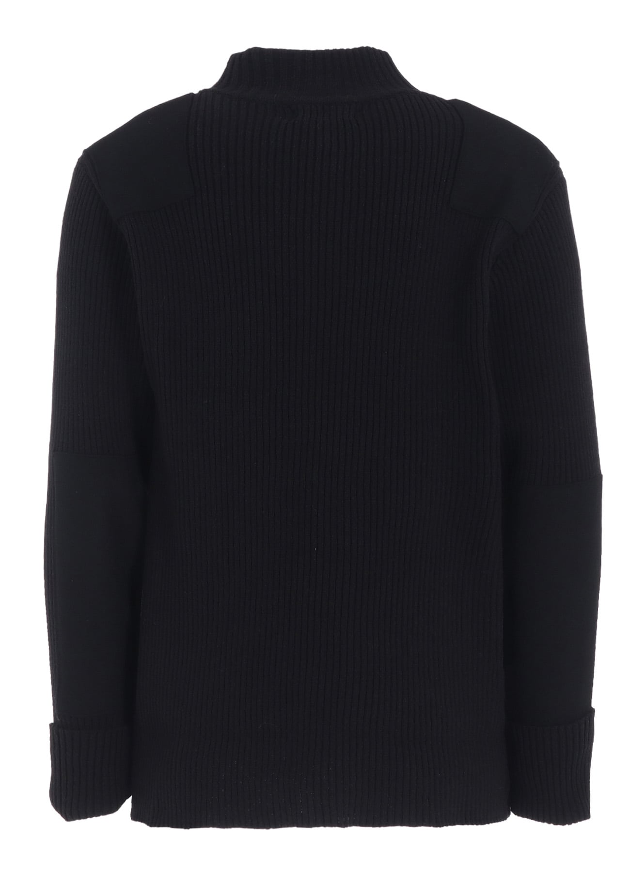 7G WOOL COTTON RIB ZIP-UP  WITH FLANNEL SHOULDER AND ELBOW PATCHES