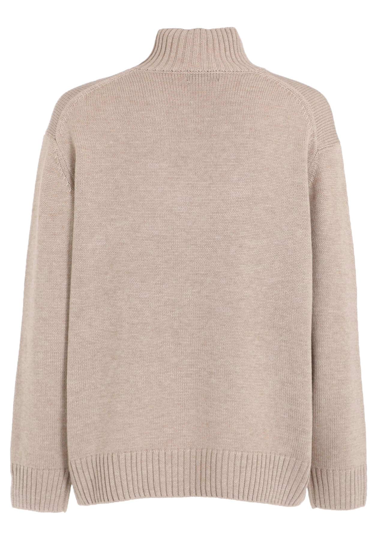 7G WOOL-BLEND INTARSIA CROW-PATTERN HIGH NECK KNIT