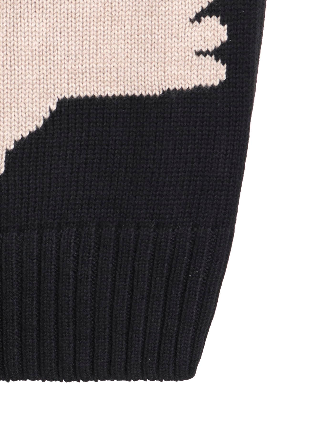 7G WOOL-BLEND INTARSIA CROW-PATTERN HIGH NECK KNIT