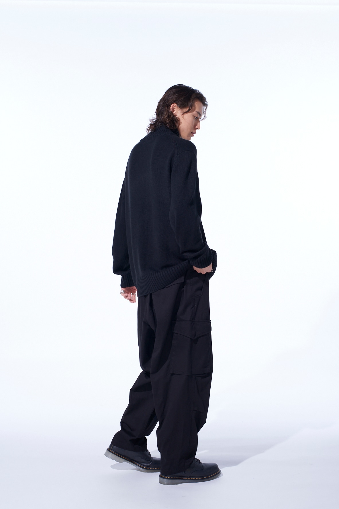 7G WOOL-BLEND INTARSIA CROW-PATTERN HIGH NECK KNIT