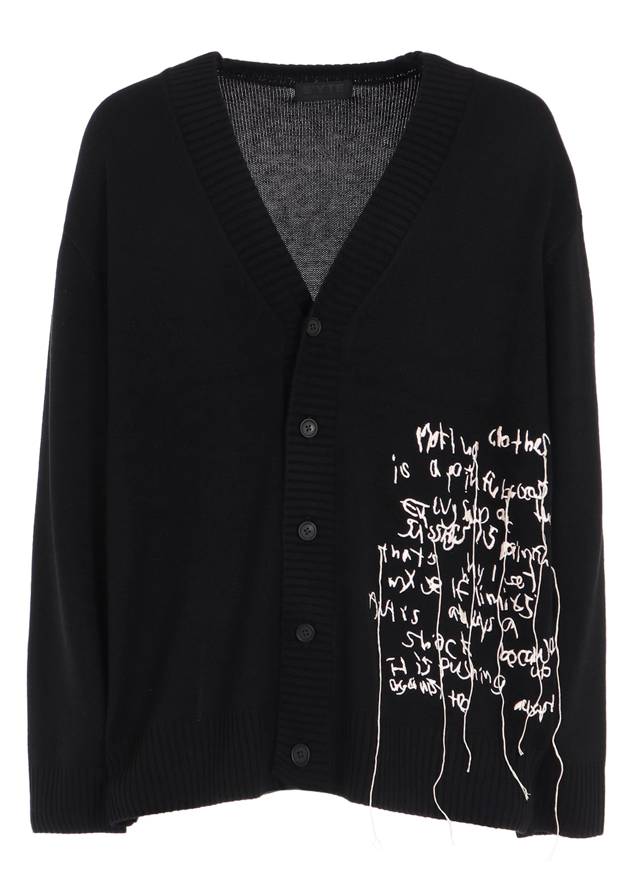 7G WOOL-BLEND INTARSIA MESSAGE CARDIGAN