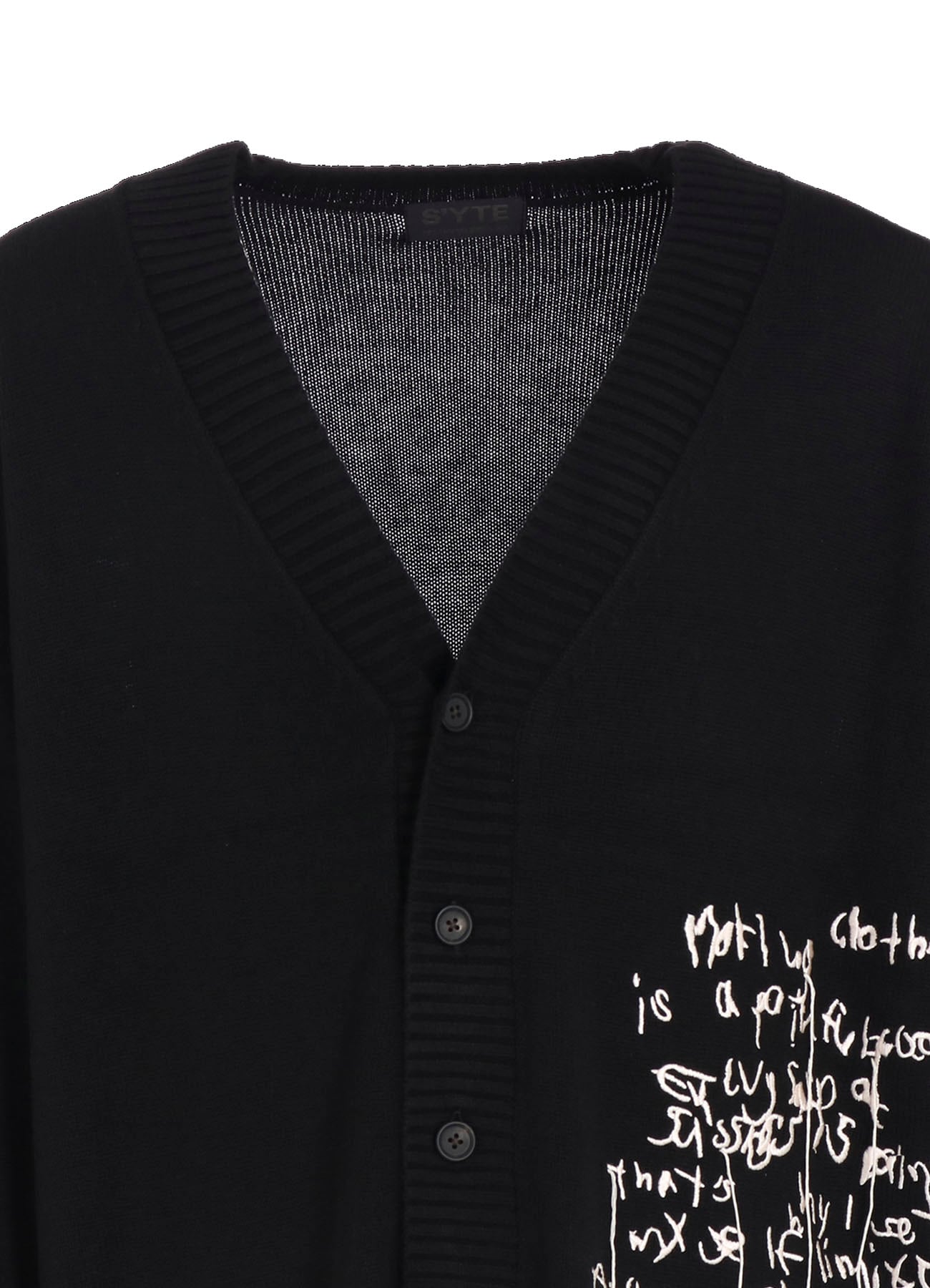7G WOOL-BLEND INTARSIA MESSAGE CARDIGAN