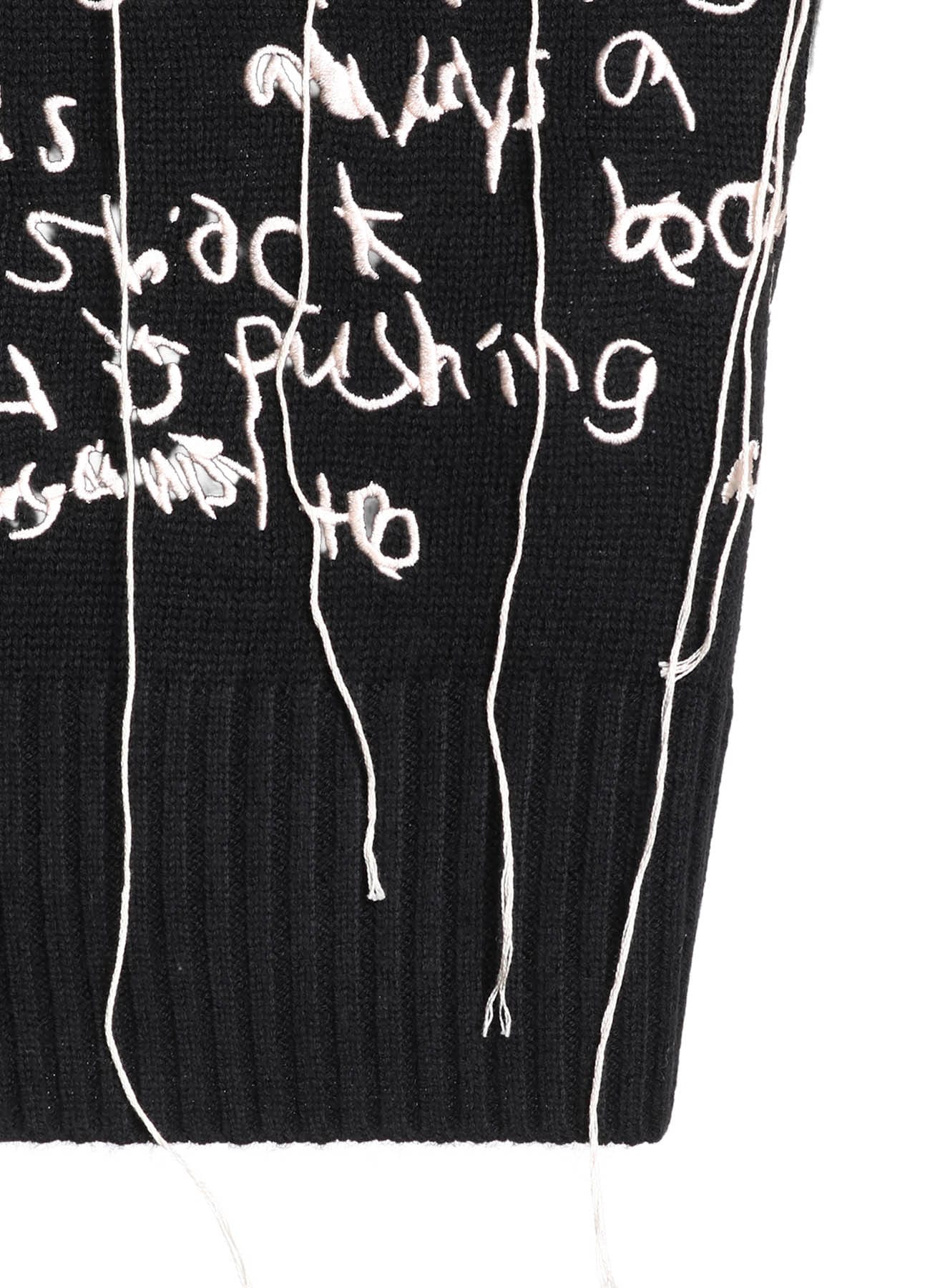 7G WOOL-BLEND INTARSIA MESSAGE CARDIGAN