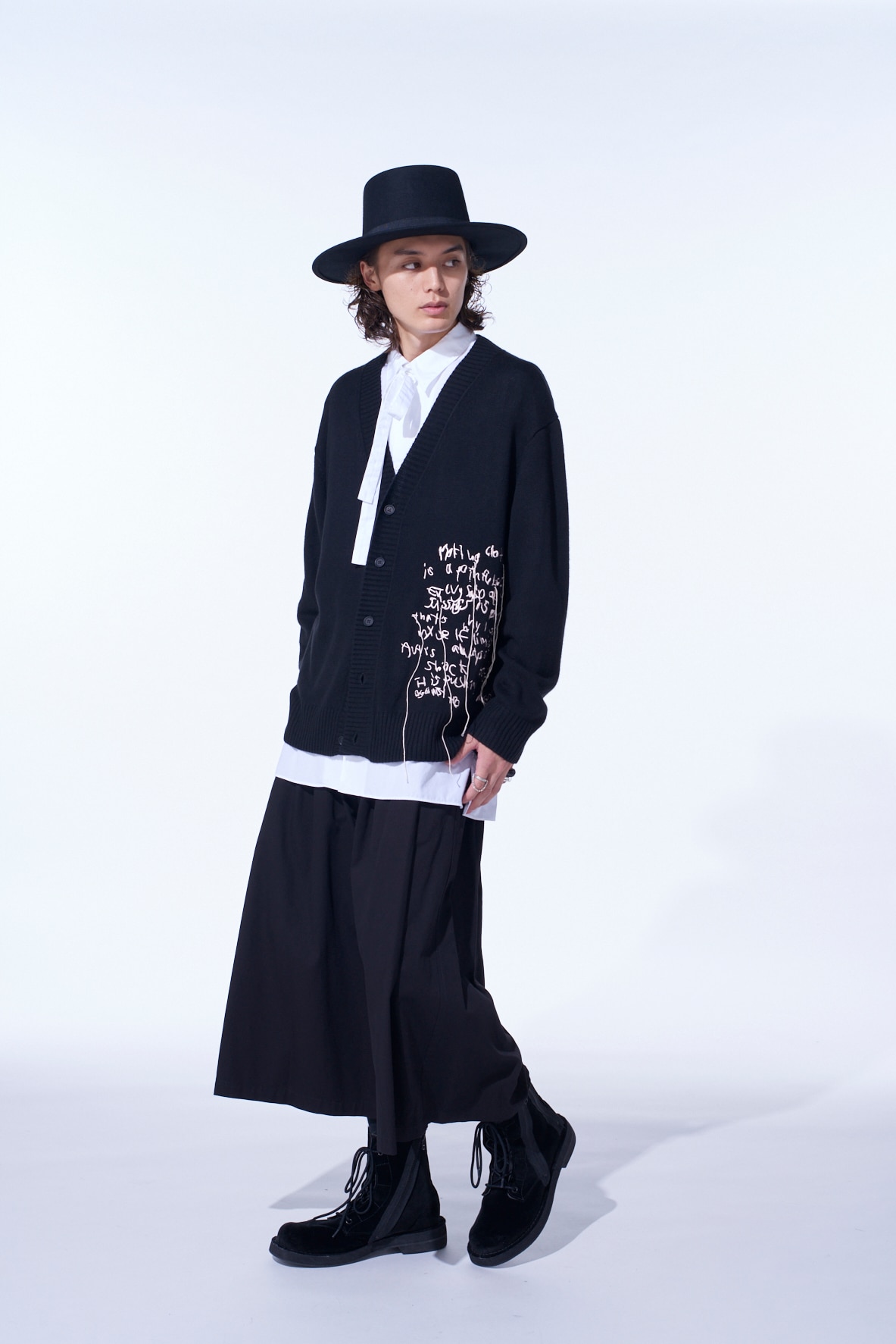 7G WOOL-BLEND INTARSIA MESSAGE CARDIGAN