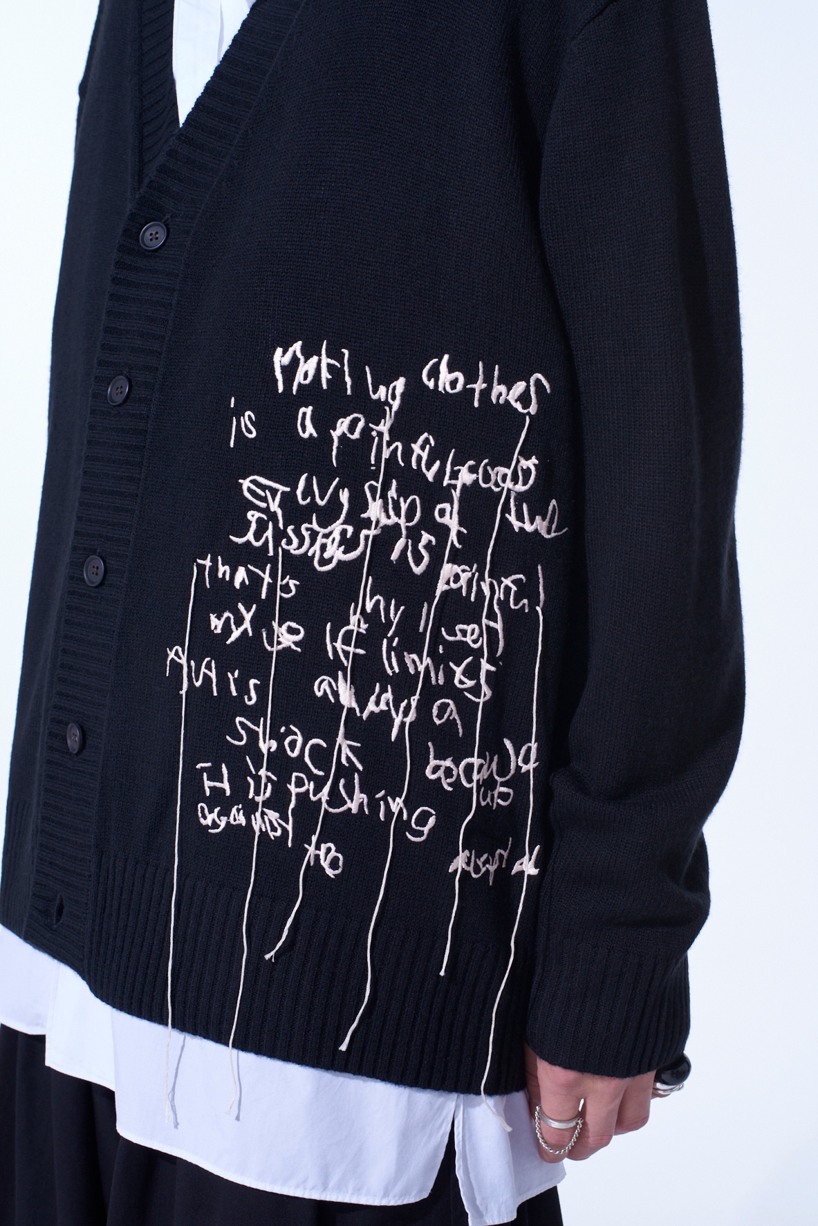 7G WOOL-BLEND INTARSIA MESSAGE CARDIGAN