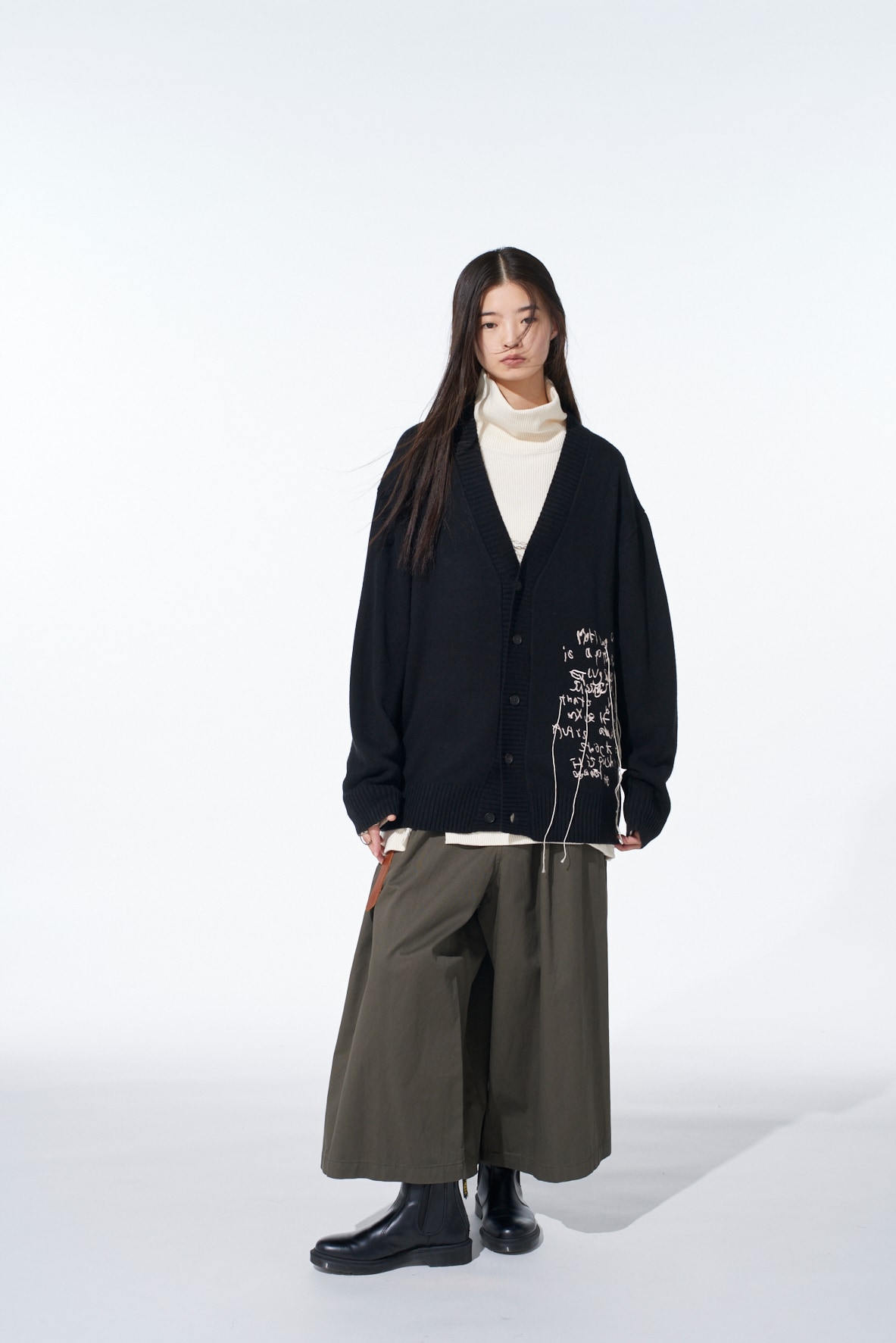 7G WOOL-BLEND INTARSIA MESSAGE CARDIGAN