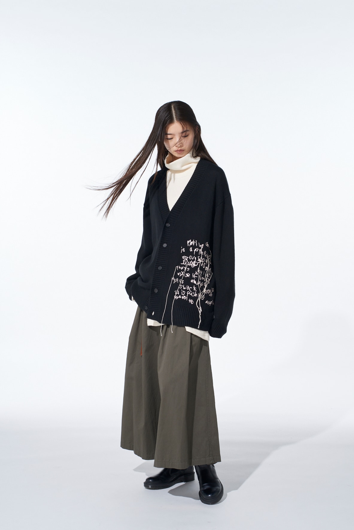 7G WOOL-BLEND INTARSIA MESSAGE CARDIGAN