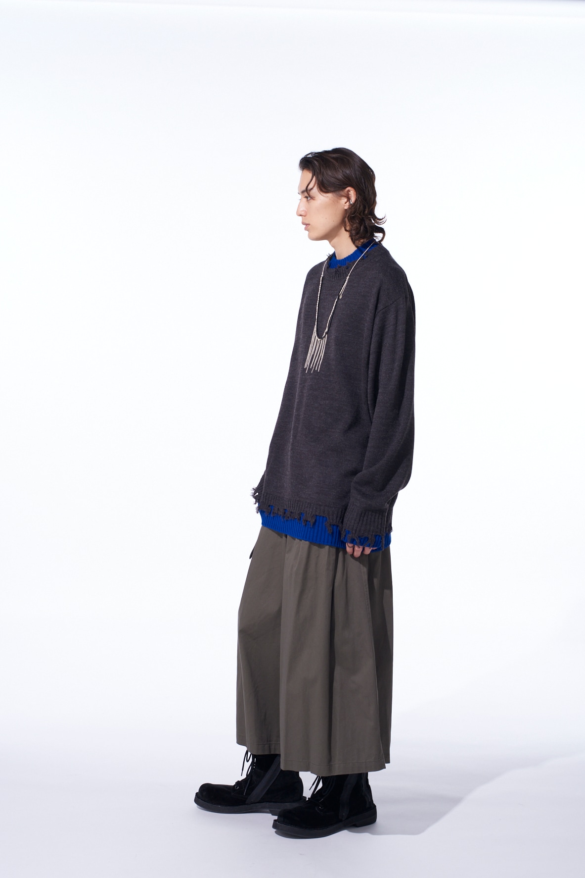 CORPILON BULKY WOOL COLOR-BLOCKED DAMAGE PULLOVER