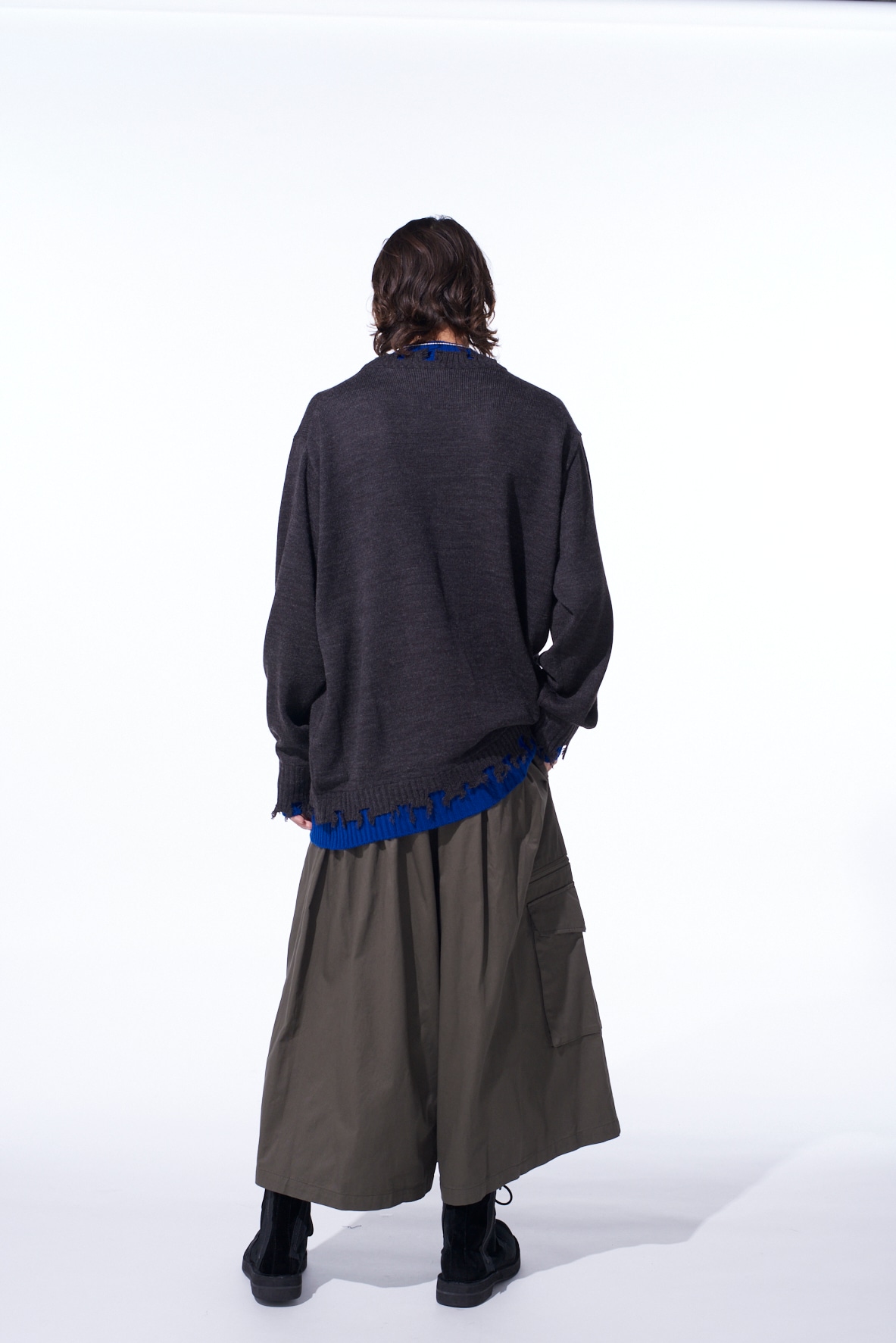 CORPILON BULKY WOOL COLOR-BLOCKED DAMAGE PULLOVER