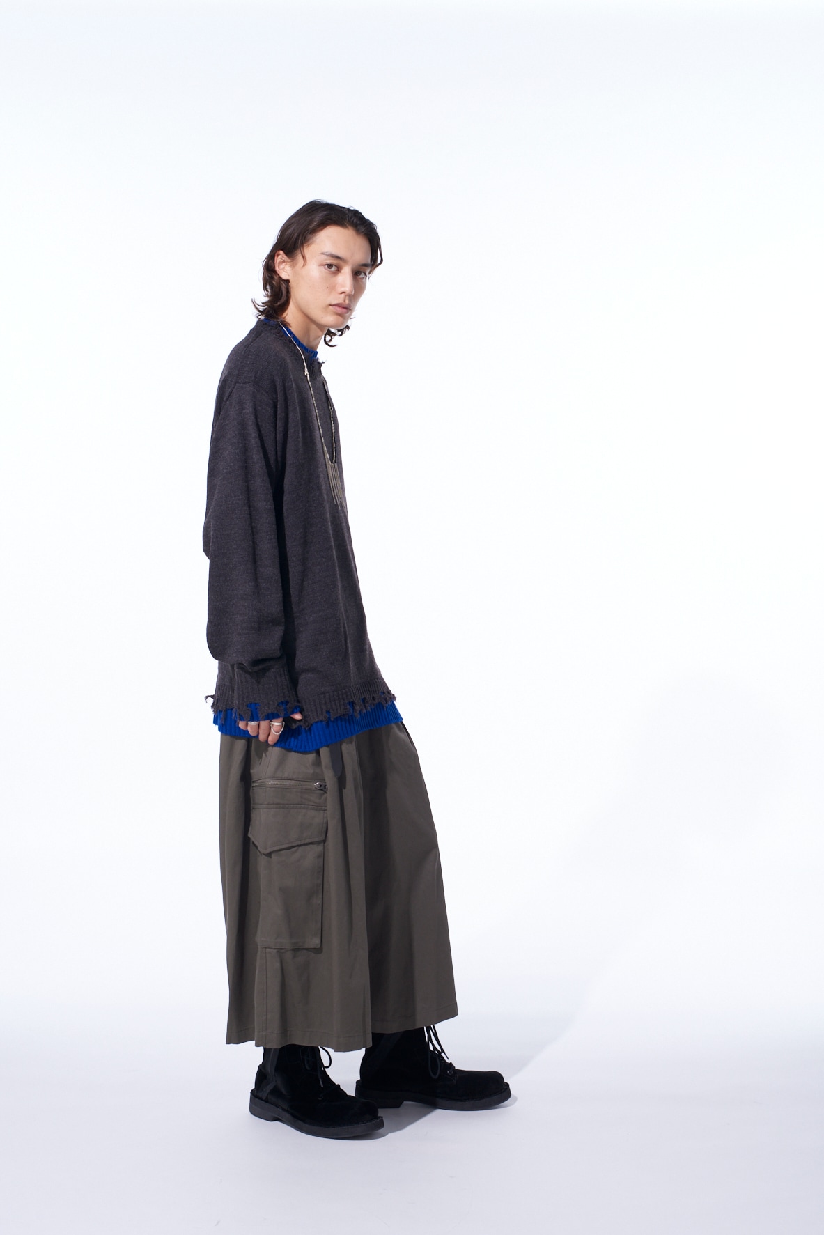 CORPILON BULKY WOOL COLOR-BLOCKED DAMAGE PULLOVER