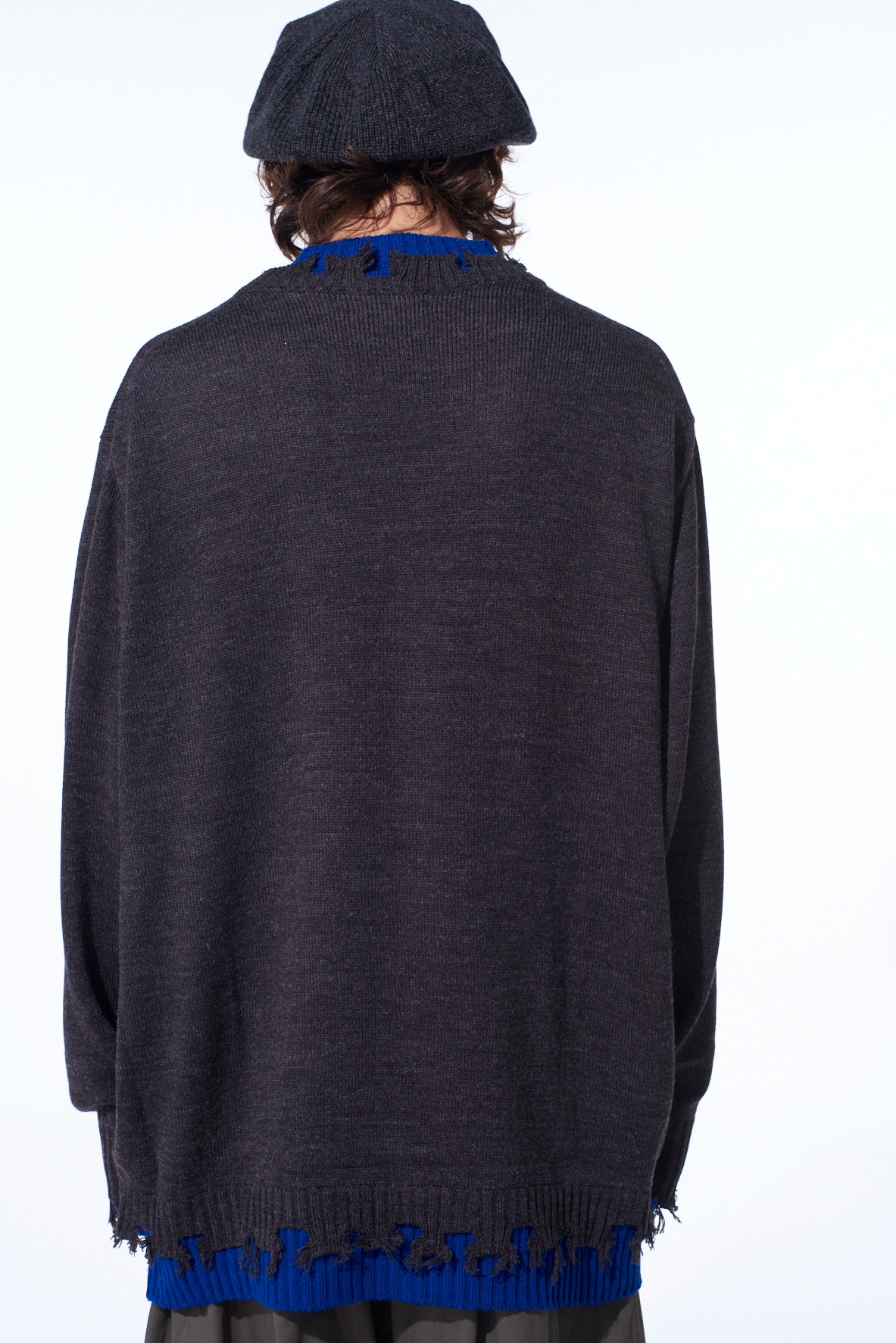 CORPILON BULKY WOOL COLOR-BLOCKED DAMAGE PULLOVER
