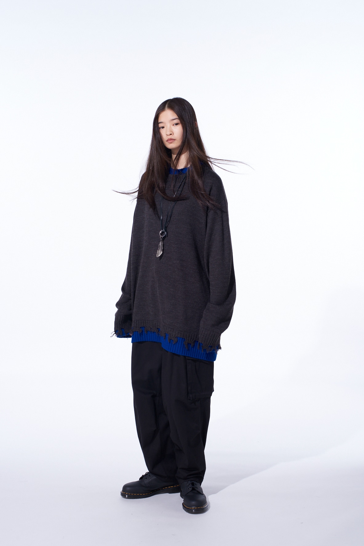 CORPILON BULKY WOOL COLOR-BLOCKED DAMAGE PULLOVER