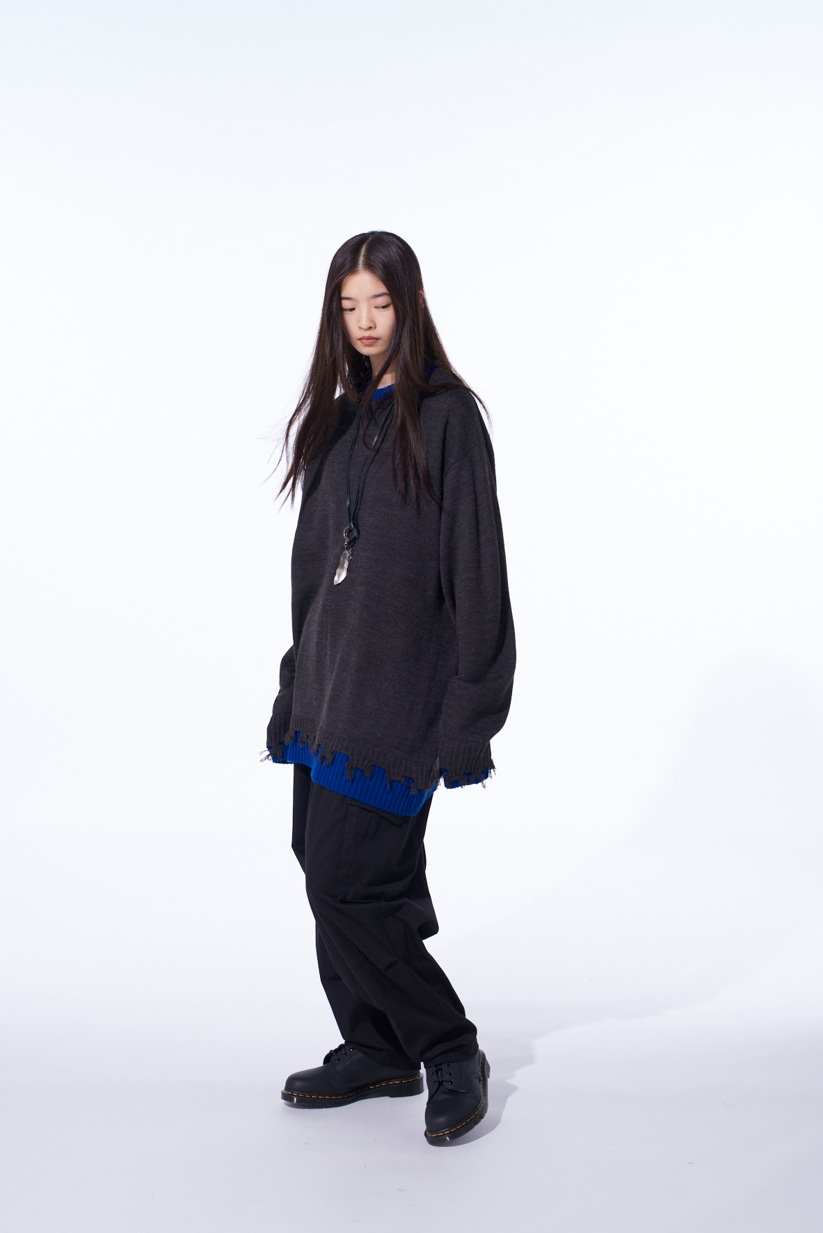 CORPILON BULKY WOOL COLOR-BLOCKED DAMAGE PULLOVER