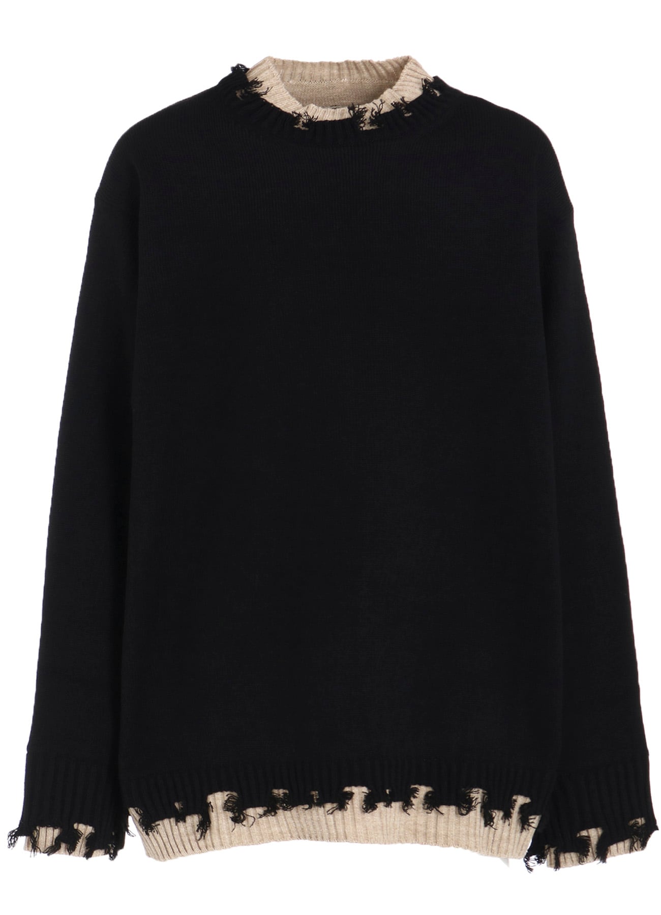 CORPILON BULKY WOOL COLOR-BLOCKED DAMAGE PULLOVER
