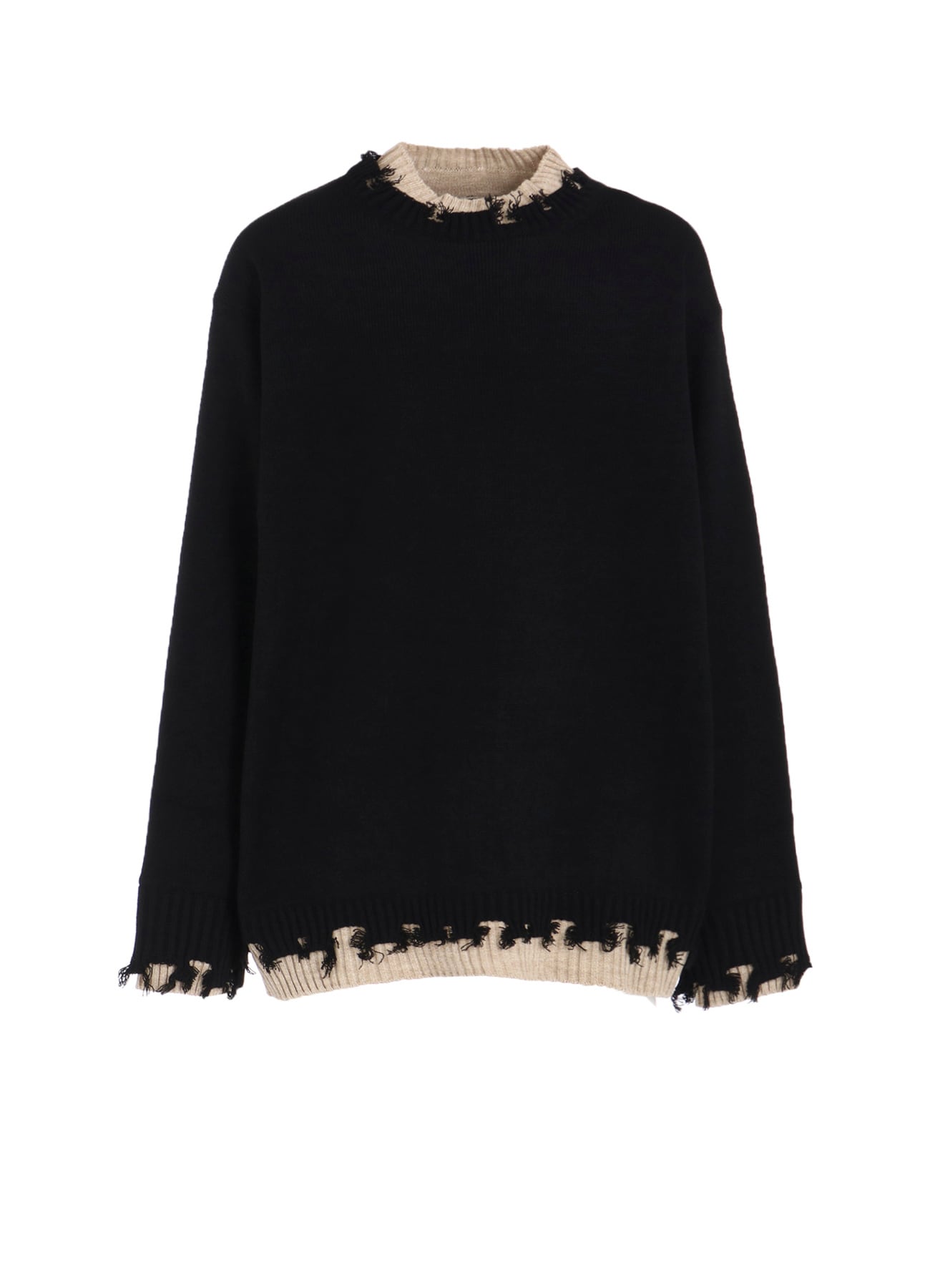 CORPILON BULKY WOOL COLOR-BLOCKED DAMAGE PULLOVER