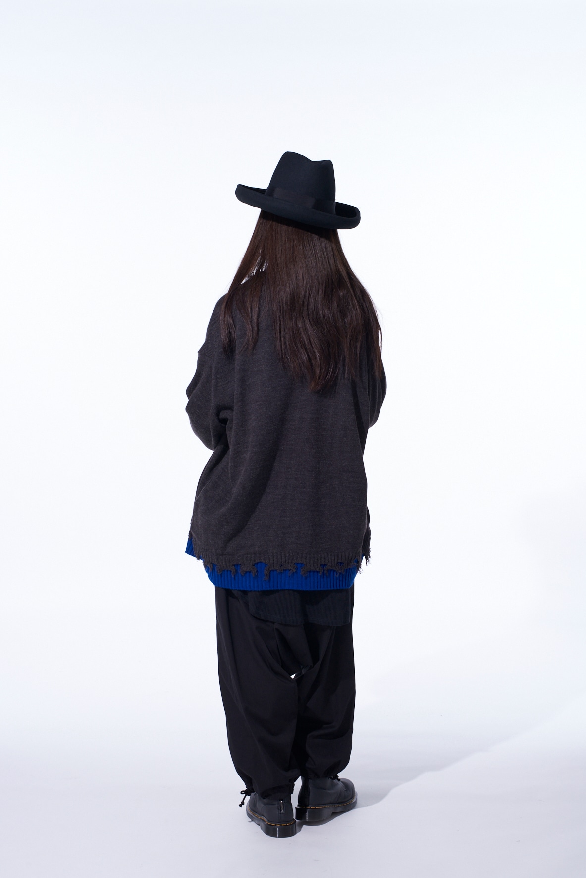 CORPILON BULKY WOOL COLOR-BLOCKED DAMAGE CARDIGAN