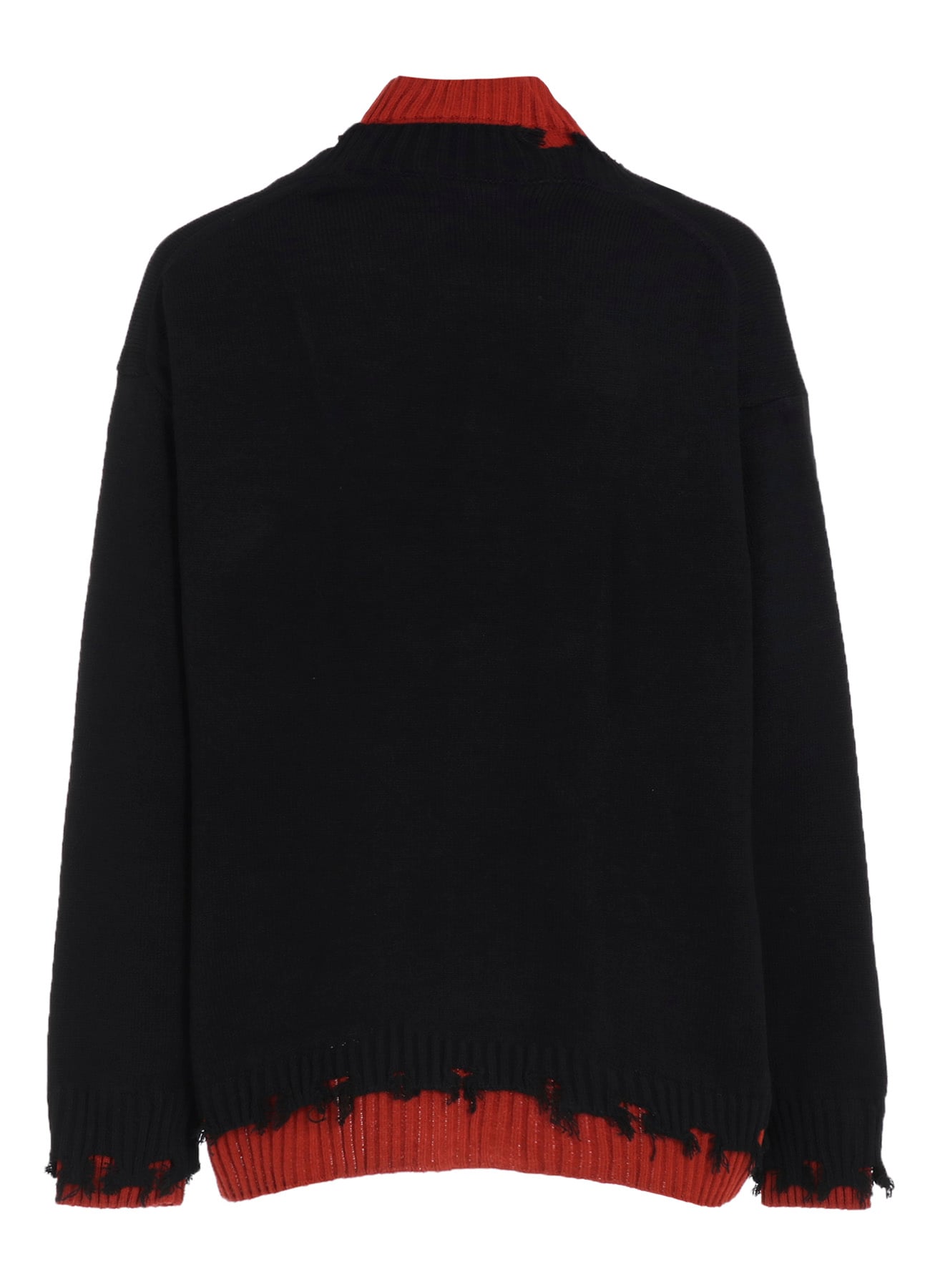 CORPILON BULKY WOOL COLOR-BLOCKED DAMAGE CARDIGAN
