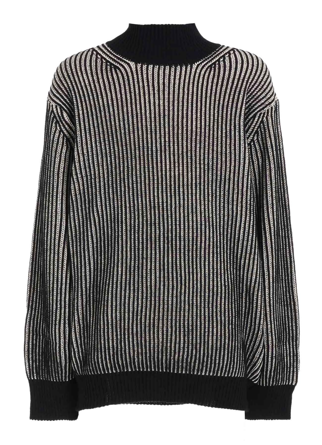 5G BULKY WOOL RIB STITCH OVERSIZED HIGH NECK KNIT