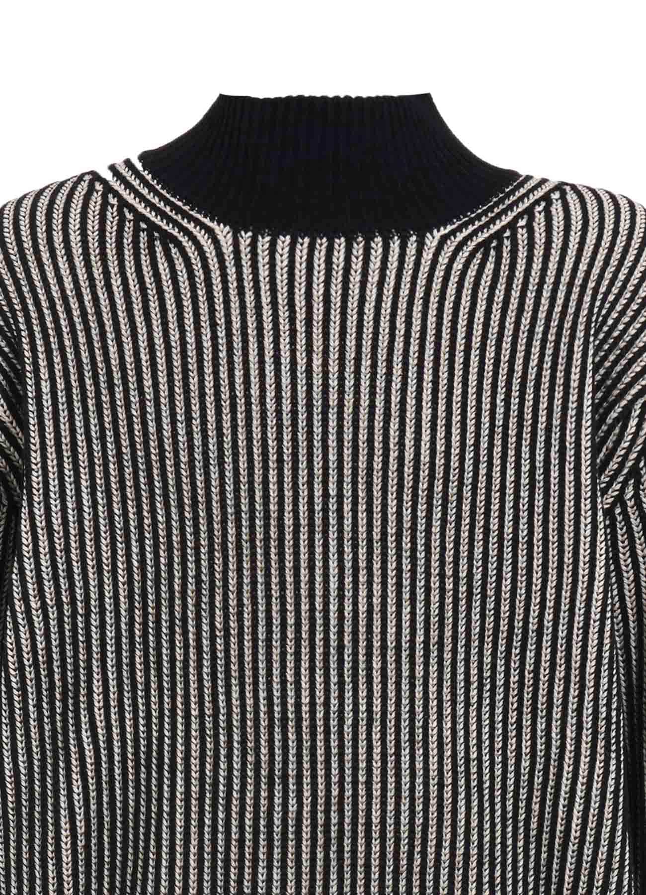 5G BULKY WOOL RIB STITCH OVERSIZED HIGH NECK KNIT
