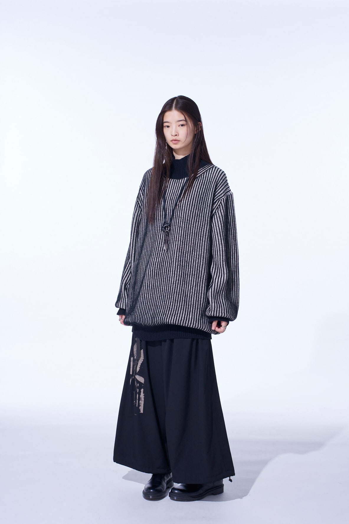 5G BULKY WOOL RIB STITCH OVERSIZED HIGH NECK KNIT