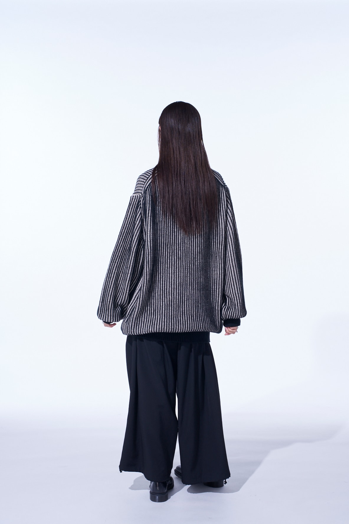 5G BULKY WOOL RIB STITCH OVERSIZED HIGH NECK KNIT