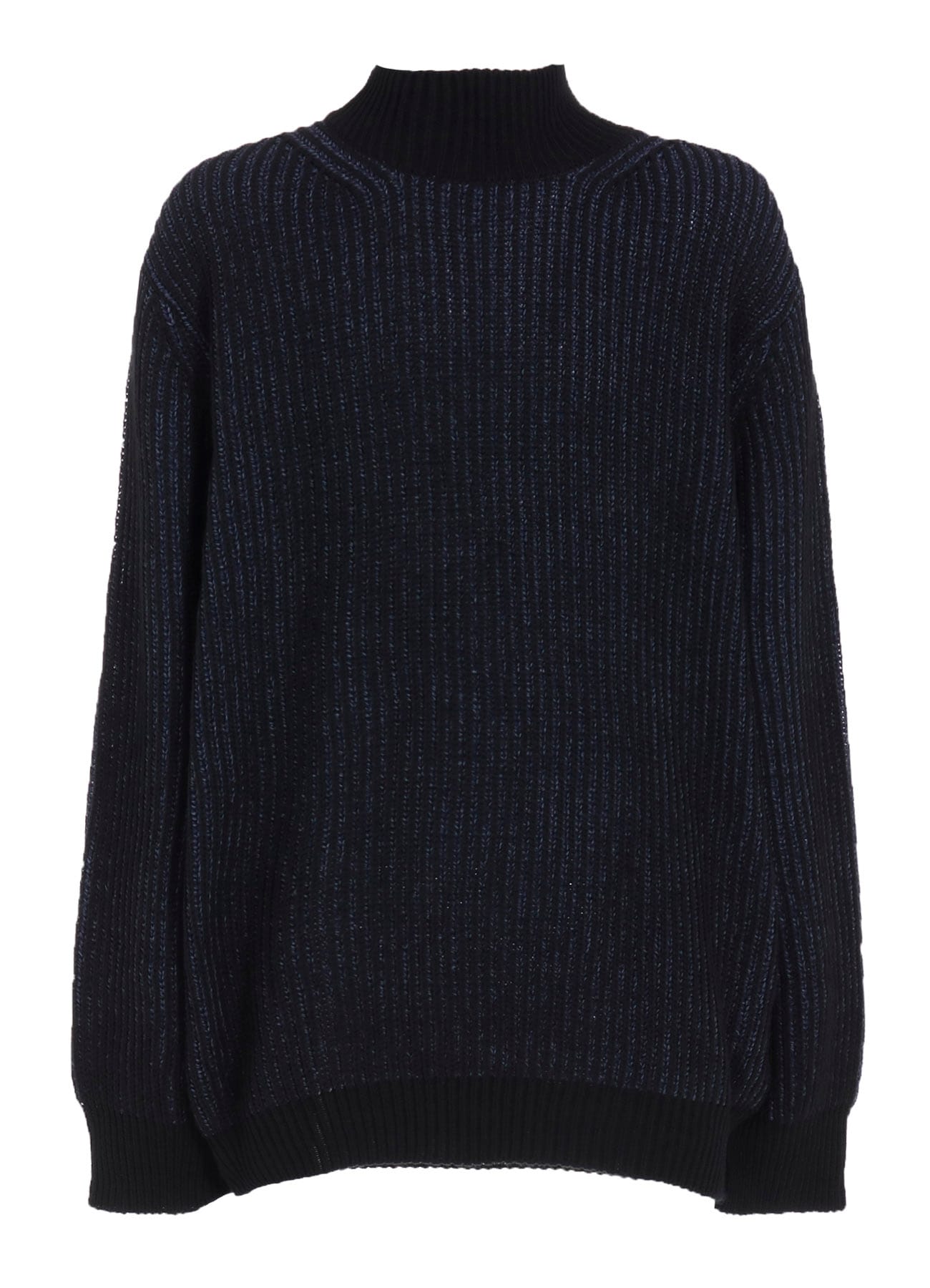5G BULKY WOOL RIB STITCH OVERSIZED HIGH NECK KNIT