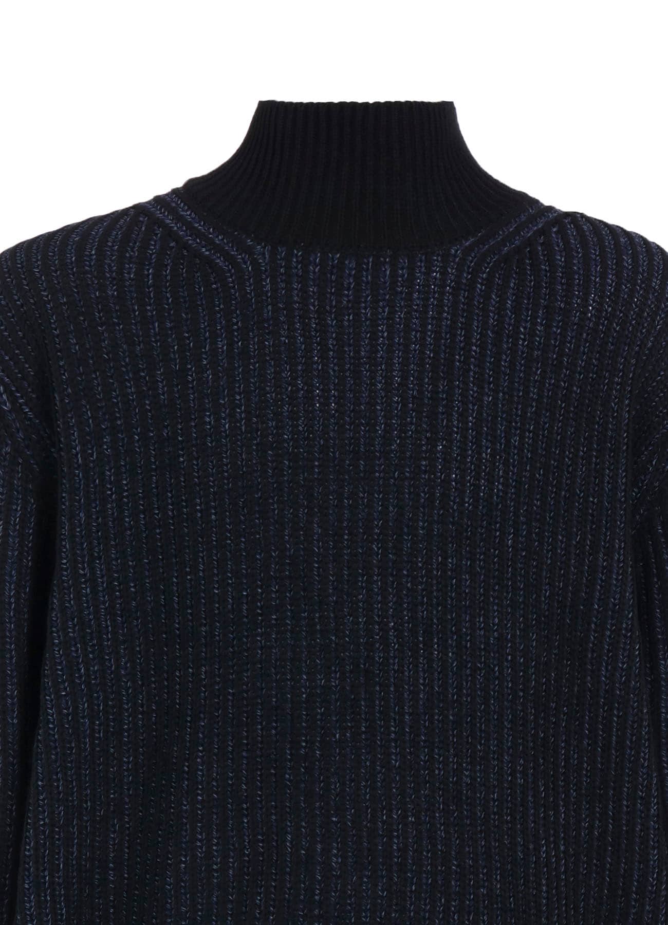 5G BULKY WOOL RIB STITCH OVERSIZED HIGH NECK KNIT