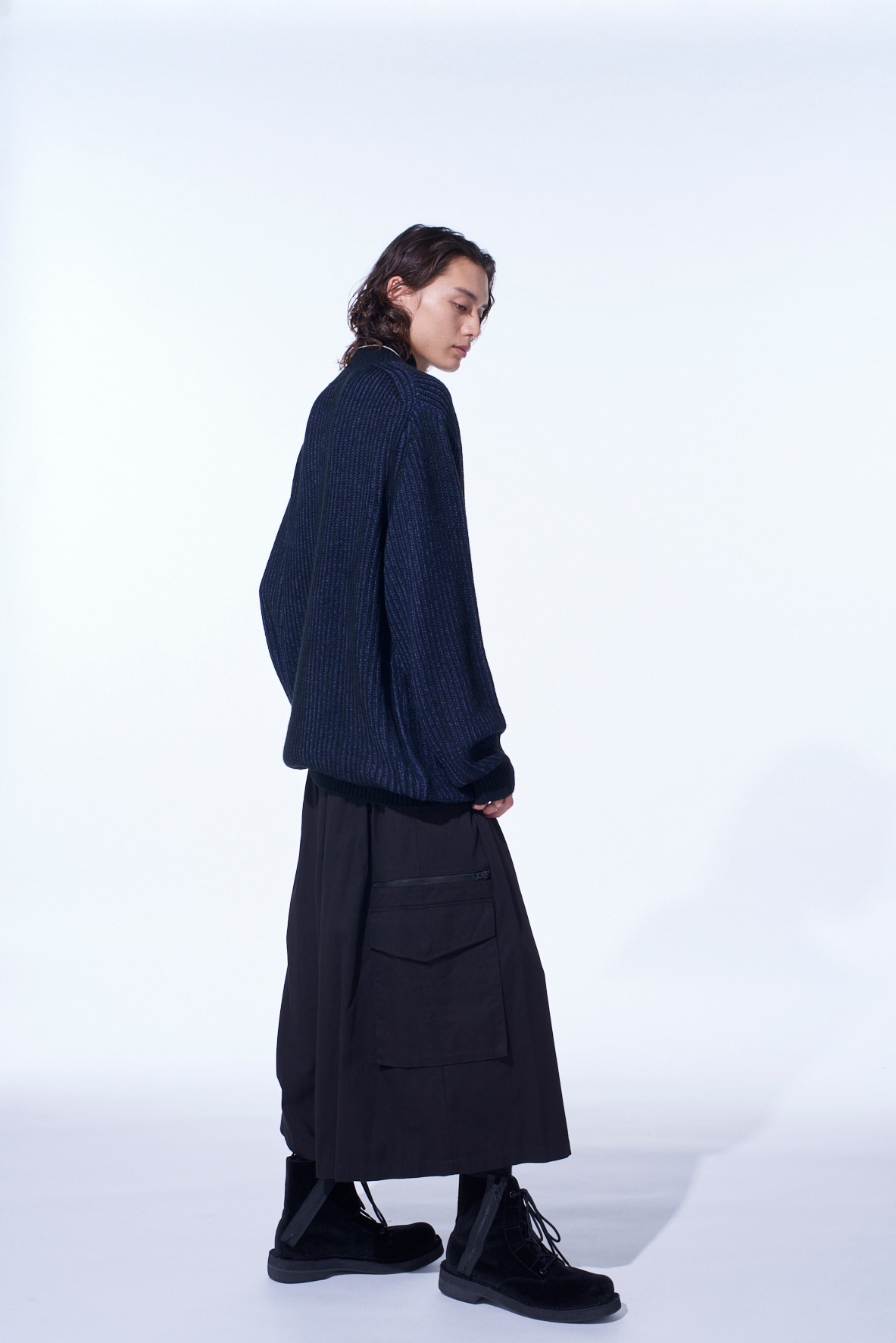 5G BULKY WOOL RIB STITCH OVERSIZED HIGH NECK KNIT