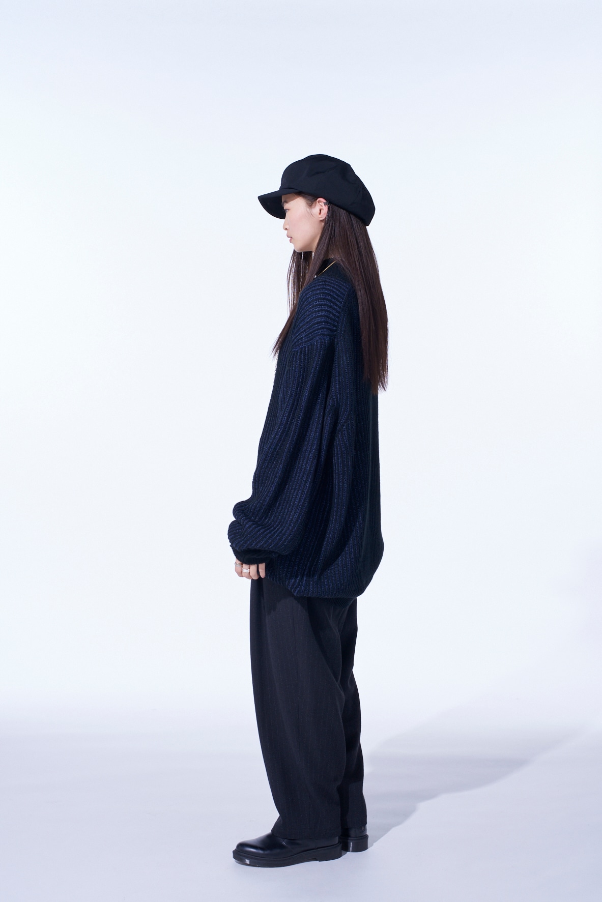 5G BULKY WOOL RIB STITCH OVERSIZED HIGH NECK KNIT