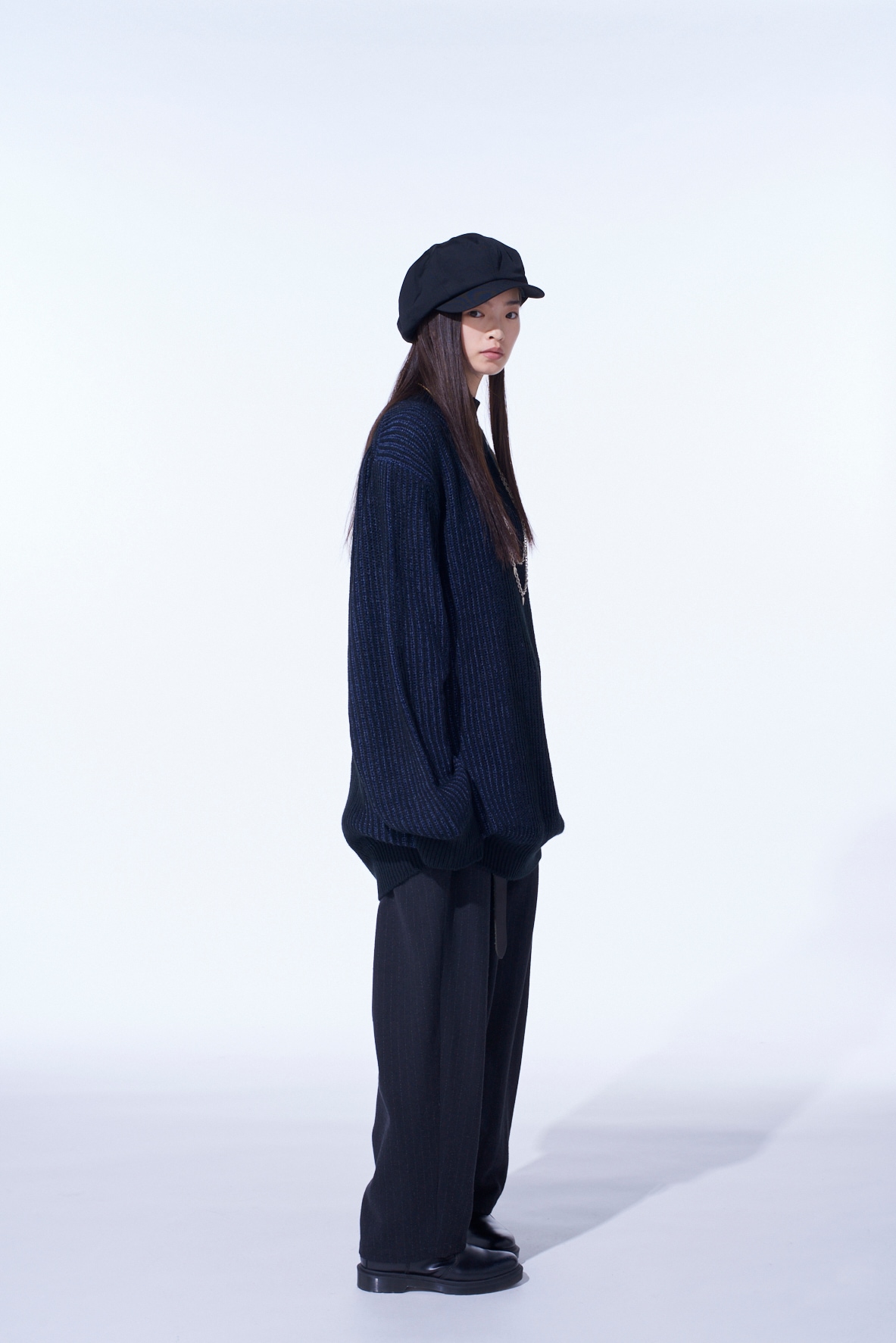 5G BULKY WOOL RIB STITCH OVERSIZED HIGH NECK KNIT