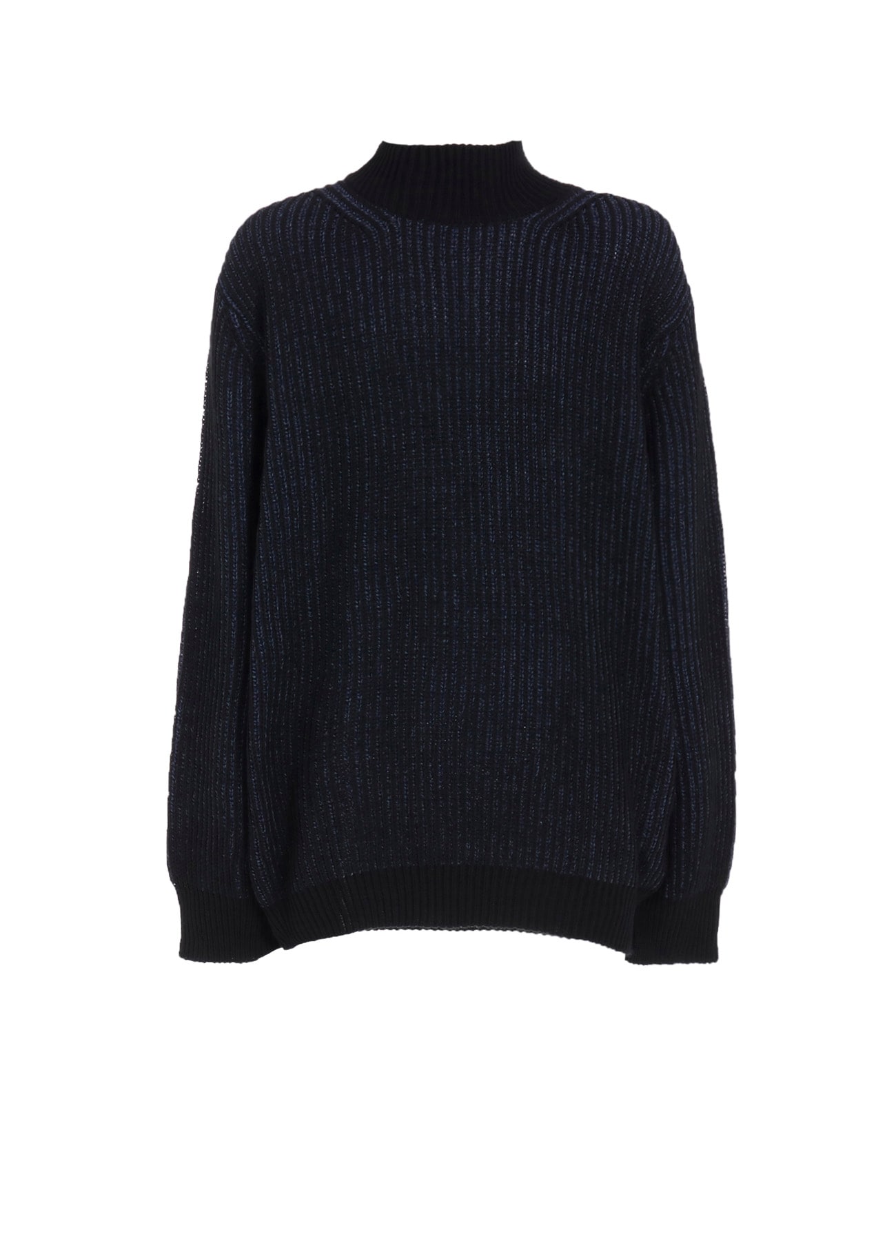 5G BULKY WOOL RIB STITCH OVERSIZED HIGH NECK KNIT