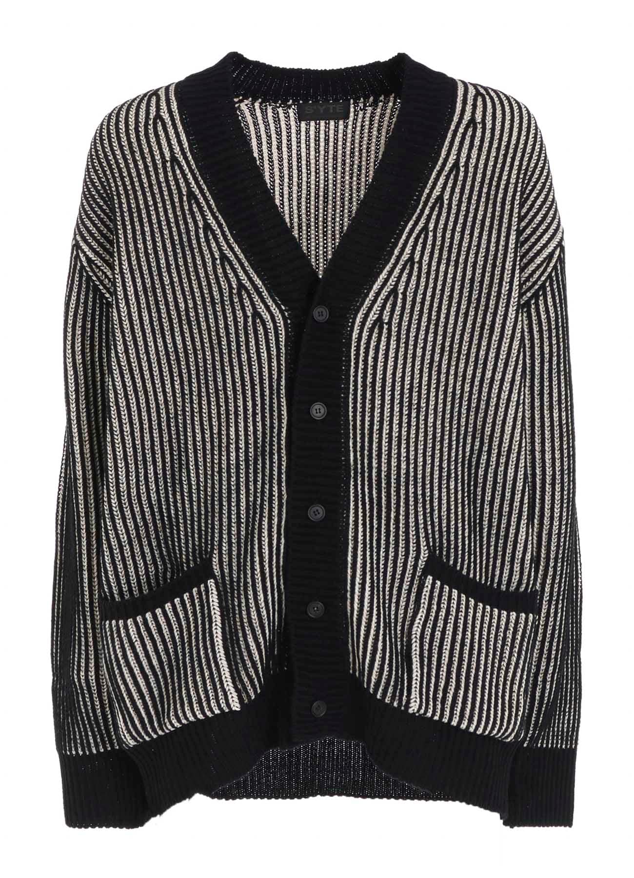 5G BULKY WOOL RIB STITCH V-NECK CARDIGAN