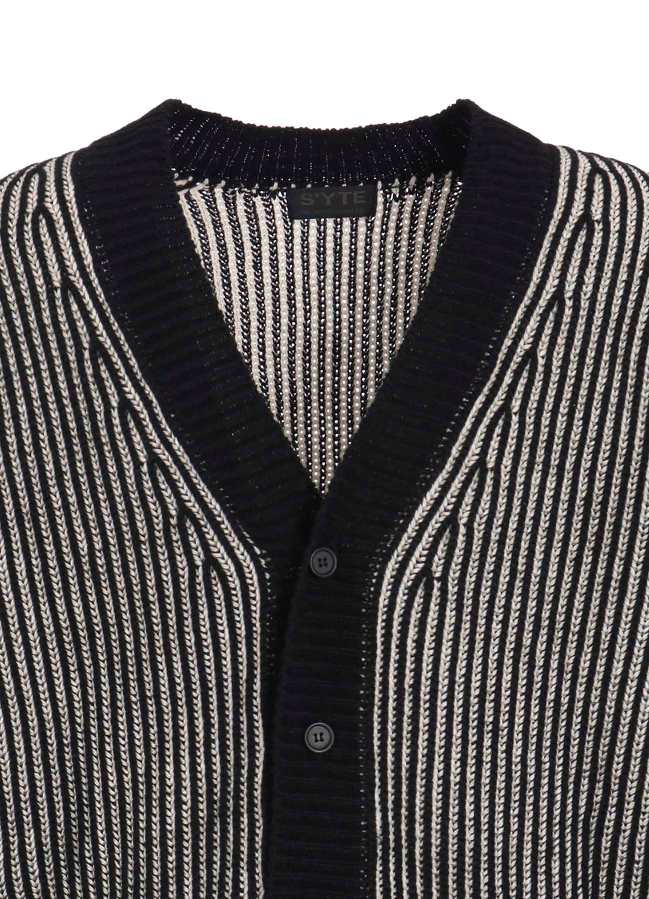 5G BULKY WOOL RIB STITCH V-NECK CARDIGAN