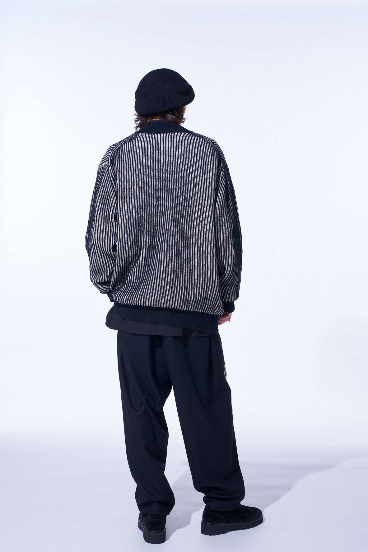 5G BULKY WOOL RIB STITCH V-NECK CARDIGAN